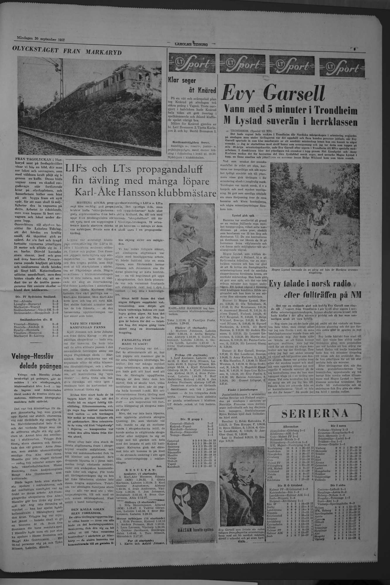 Laholms Tidning Måndag 30 september 1957, sida 5