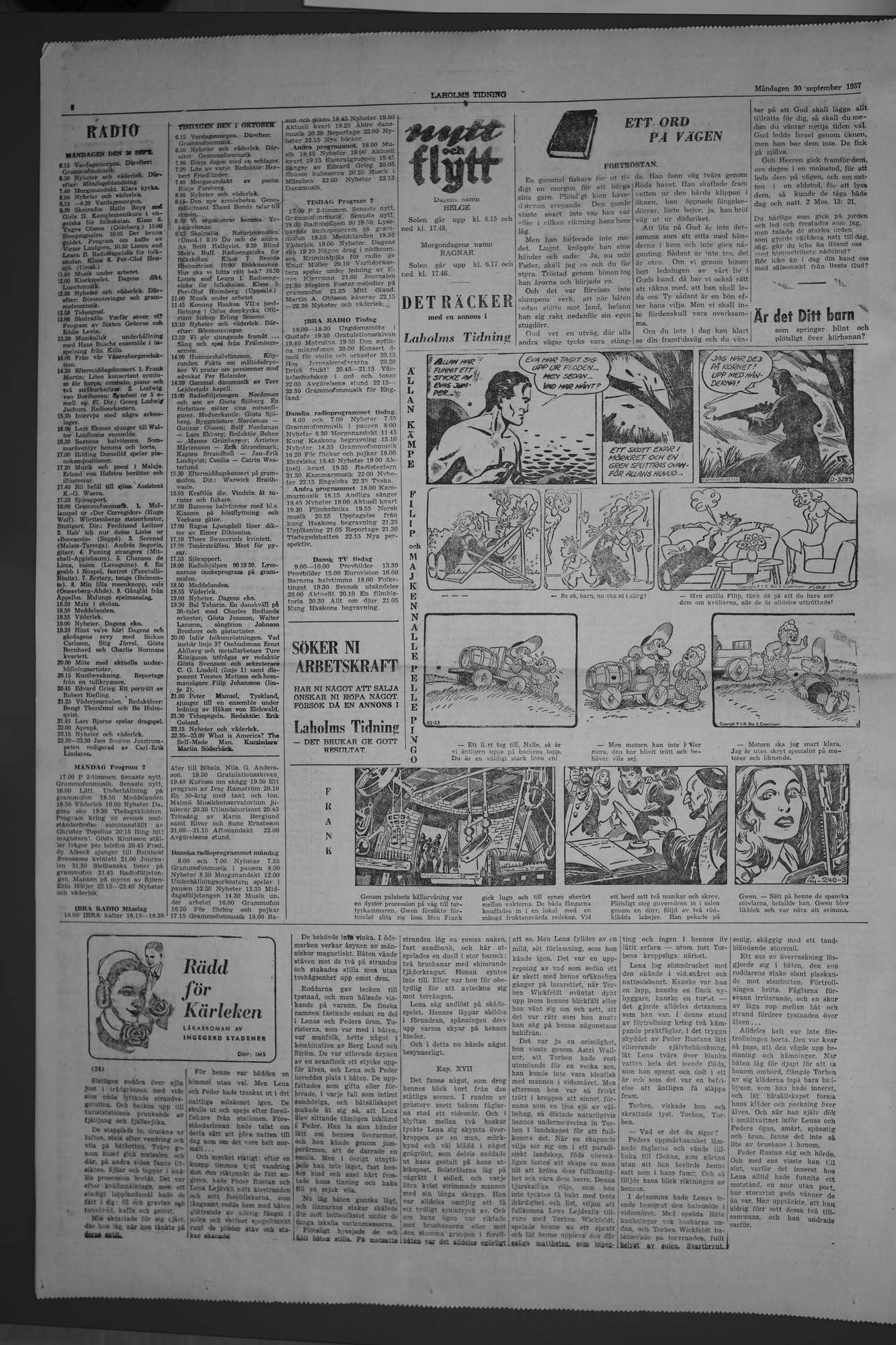 Laholms Tidning Måndag 30 september 1957, sida 6