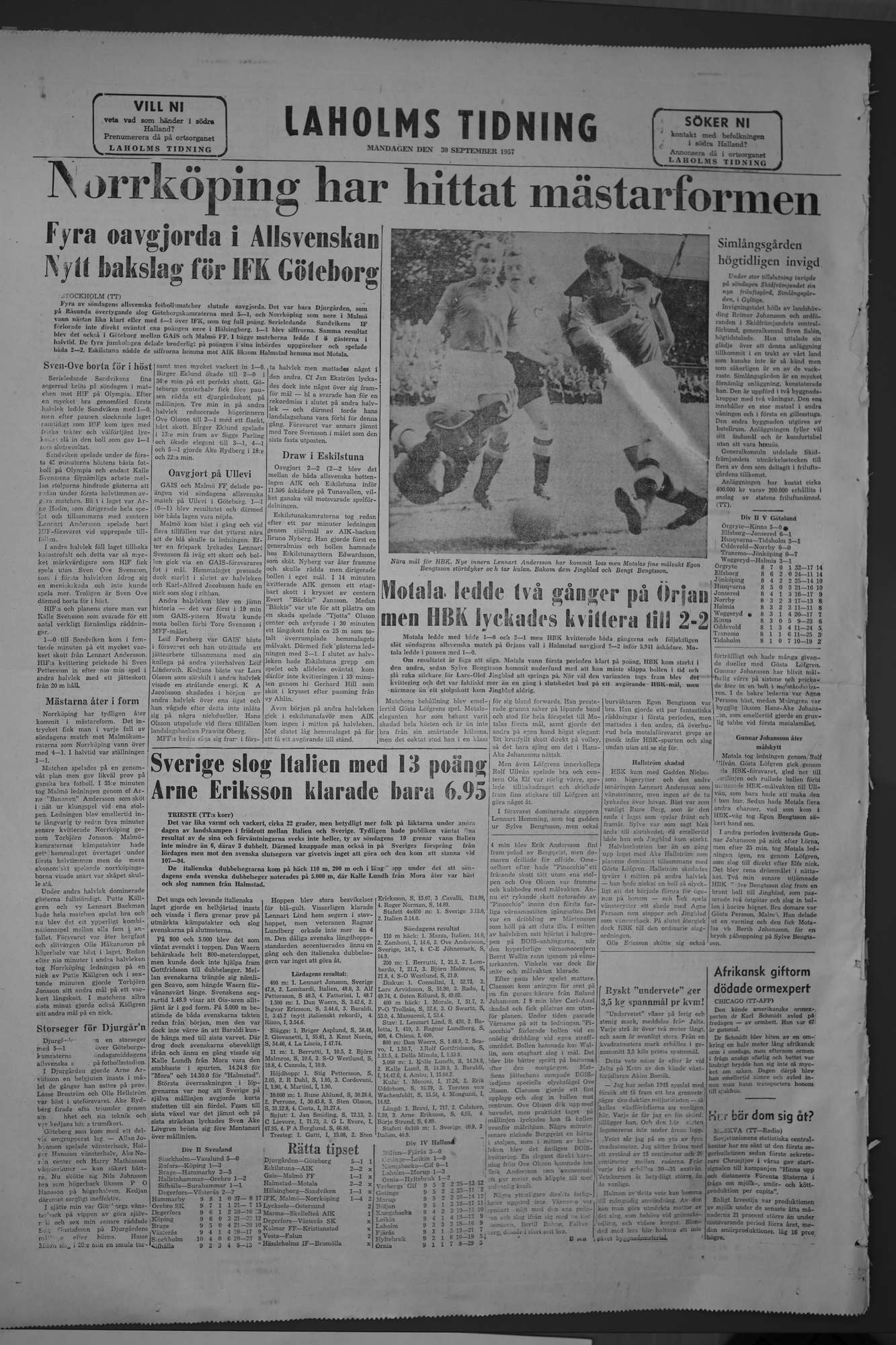 Laholms Tidning Måndag 30 september 1957, sida 8