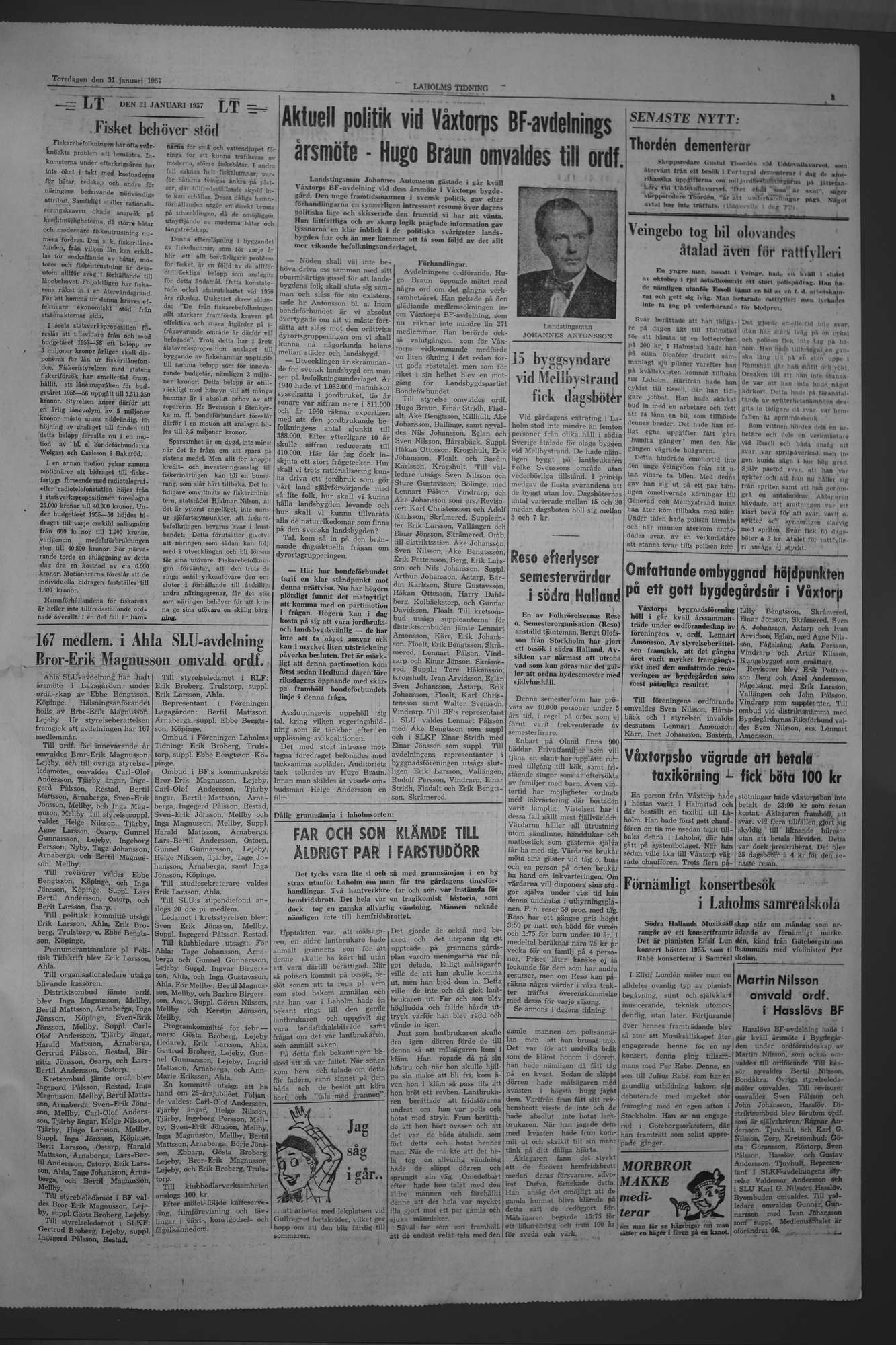 Laholms Tidning Torsdag 31 januari 1957, sida 3