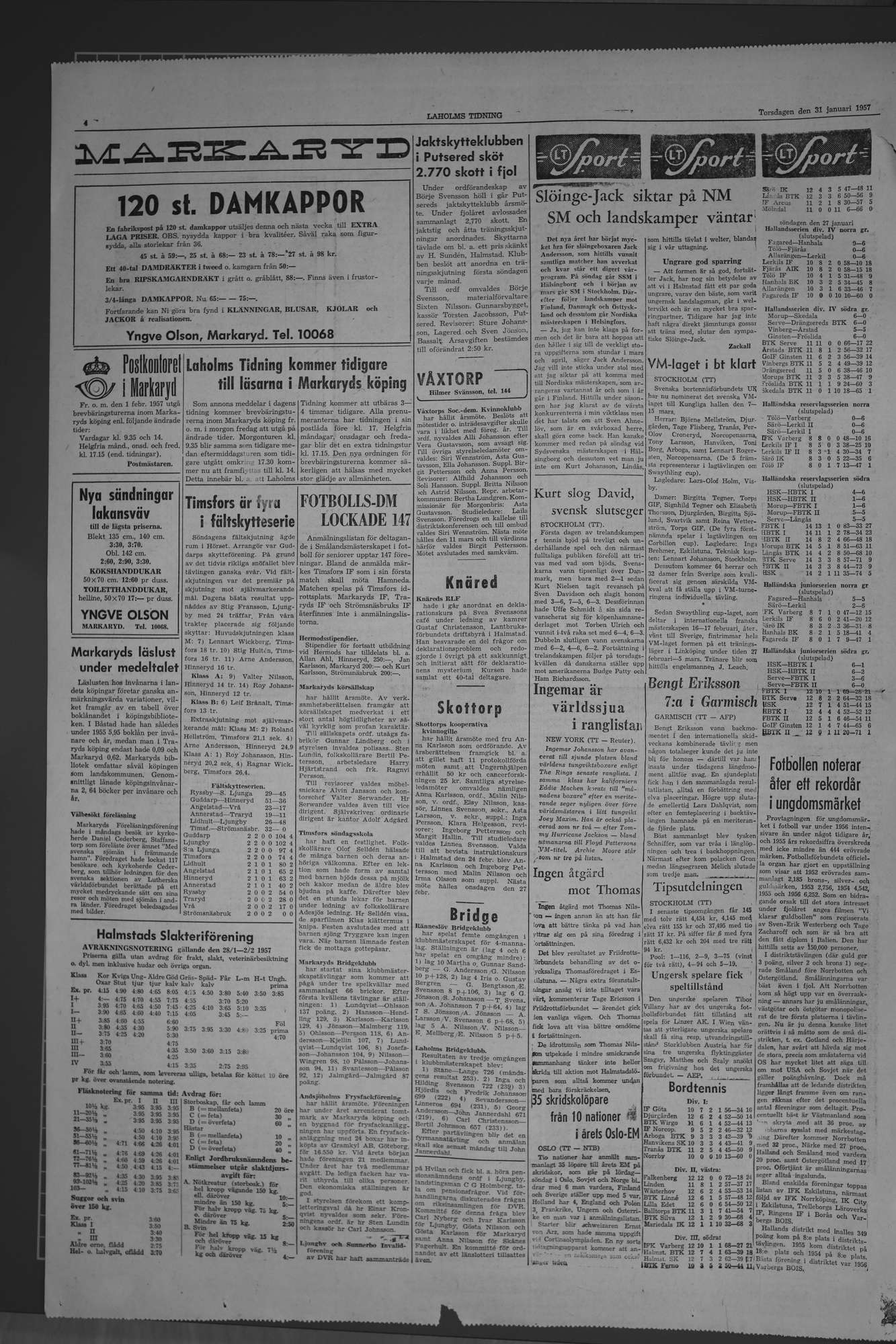 Laholms Tidning Torsdag 31 januari 1957, sida 4
