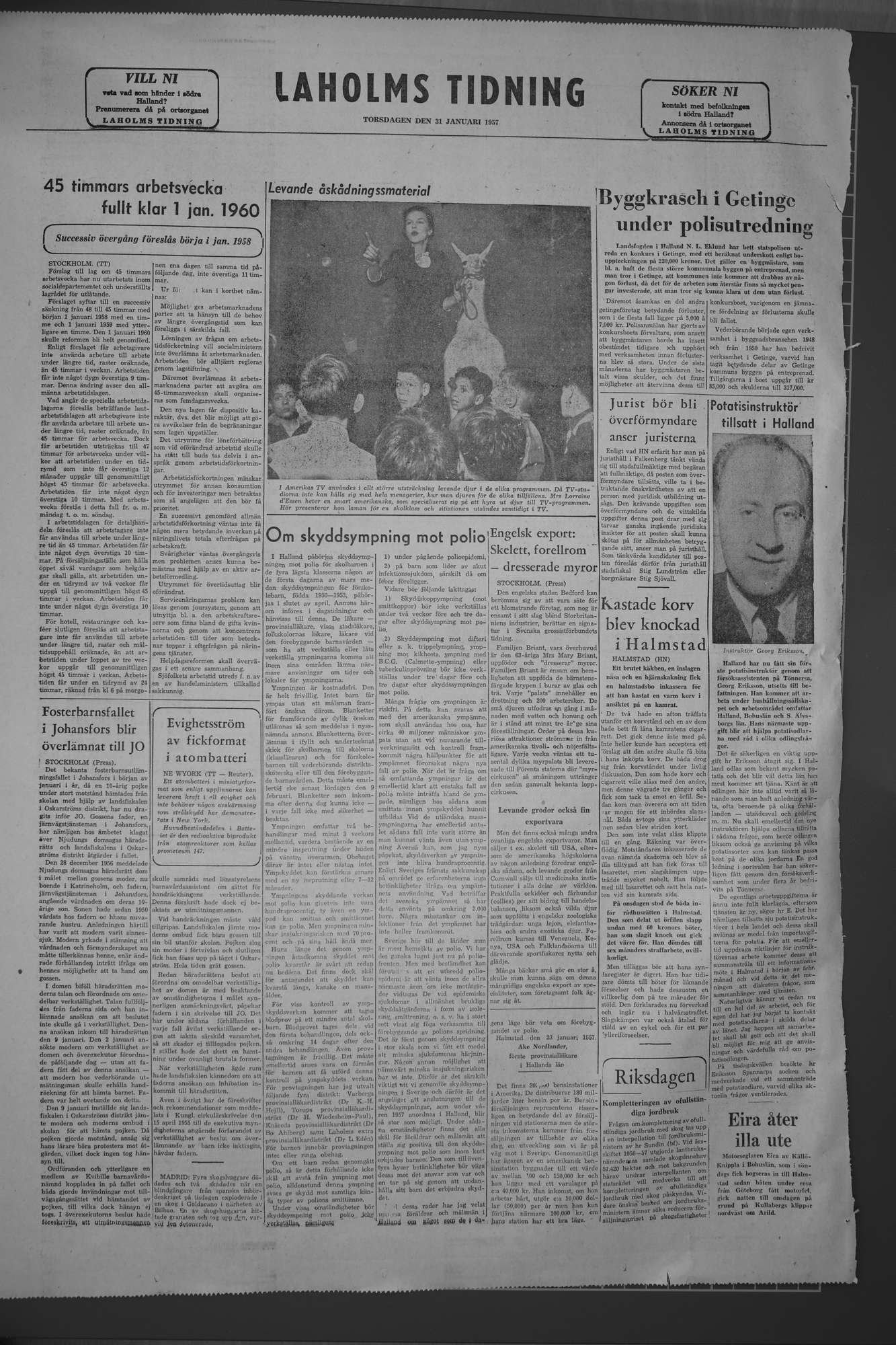 Laholms Tidning Torsdag 31 januari 1957, sida 8