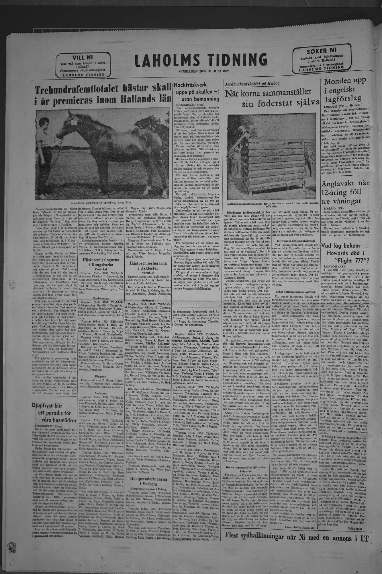 Laholms Tidning Onsdag 31 juli 1957, sida 8