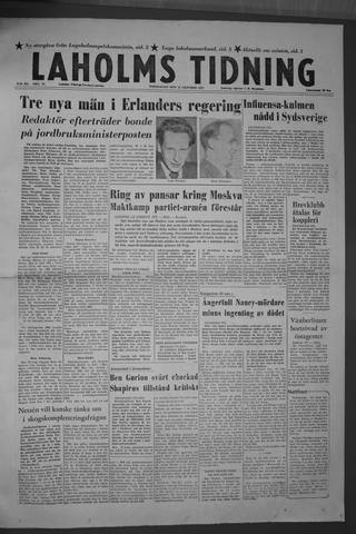 Förstasidan, Torsdag 31 oktober 1957