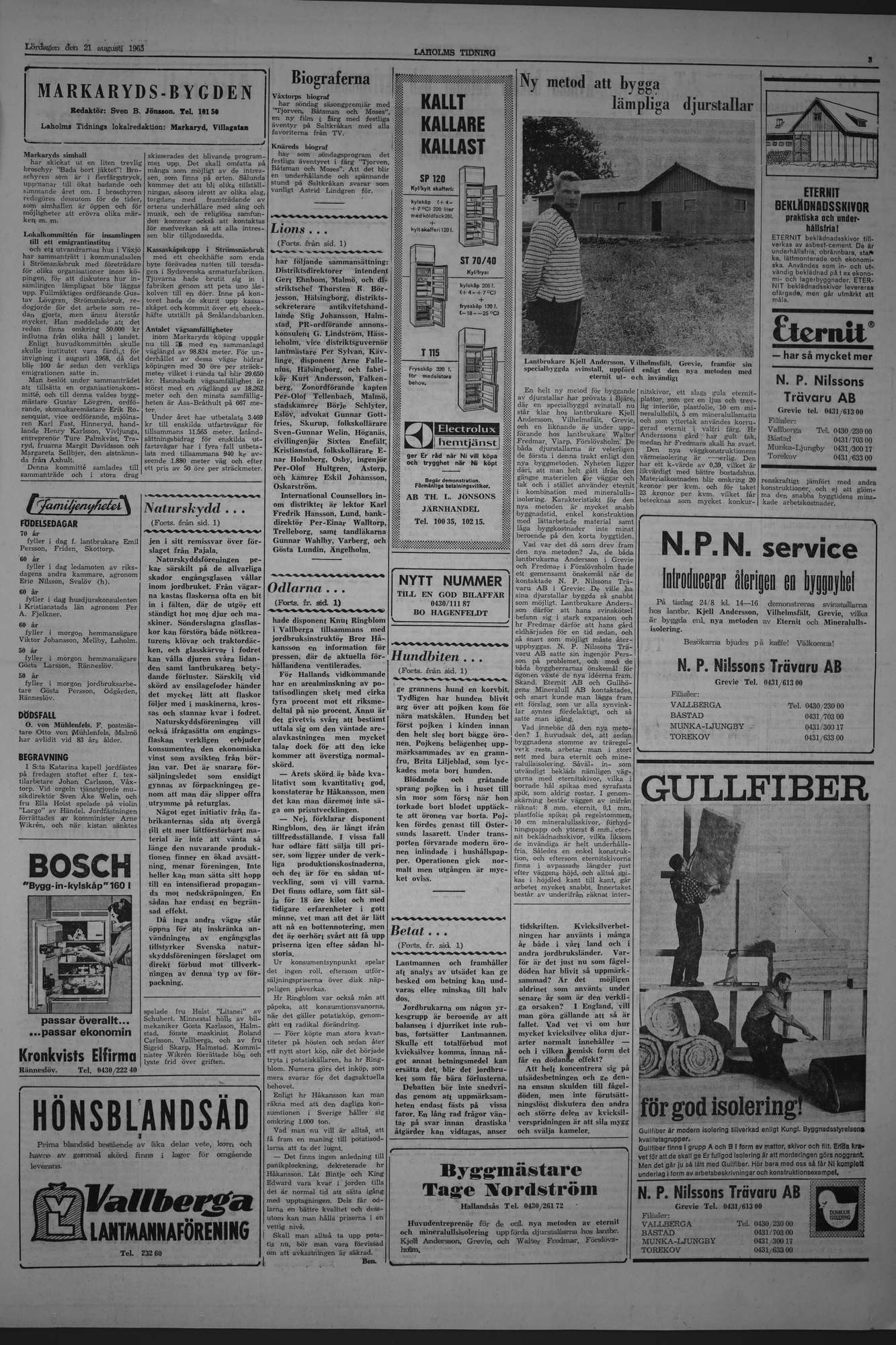Laholms Tidning Lördag 21 augusti 1965, sida 3