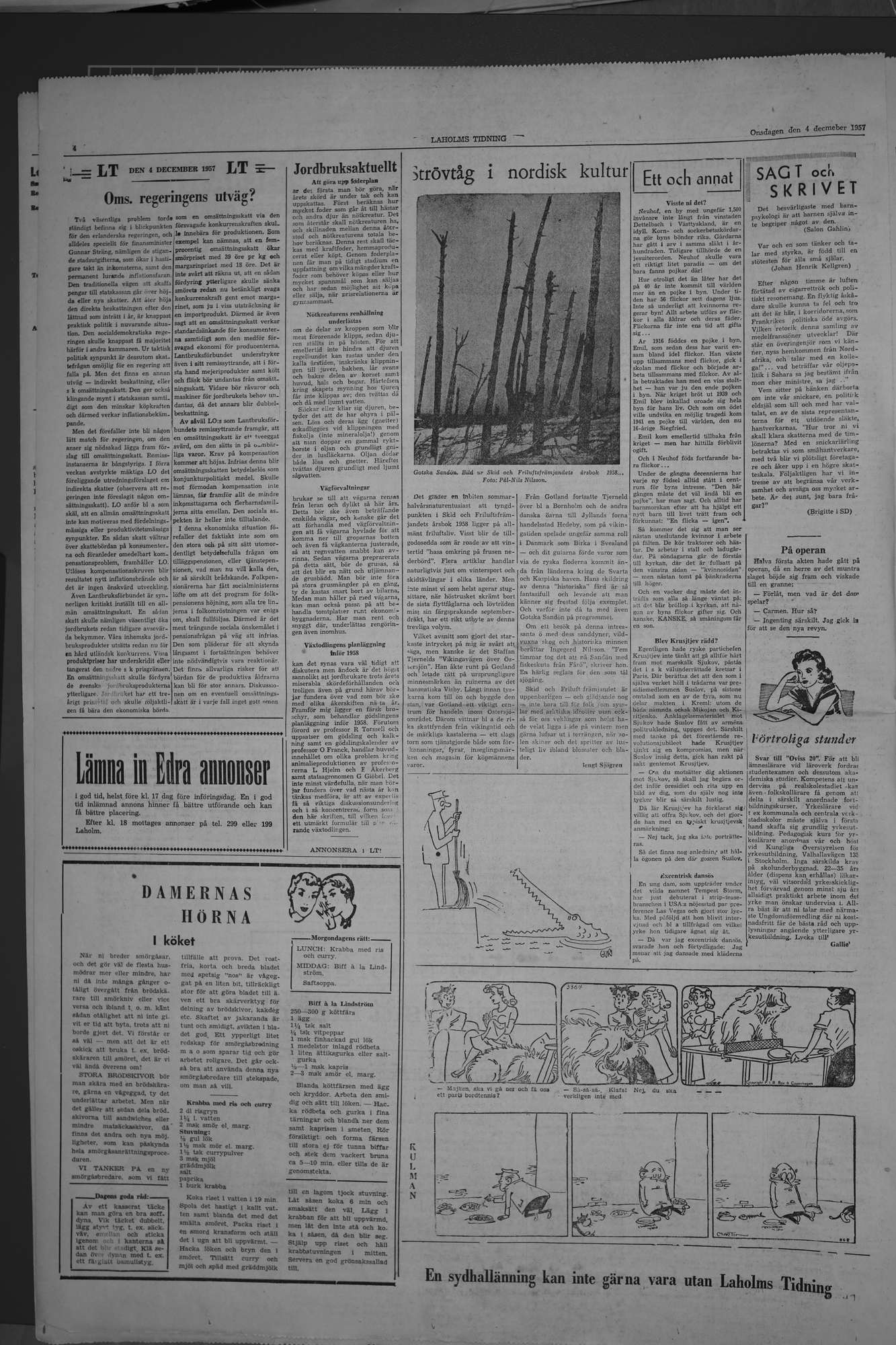 Laholms Tidning Onsdag 4 december 1957, sida 4