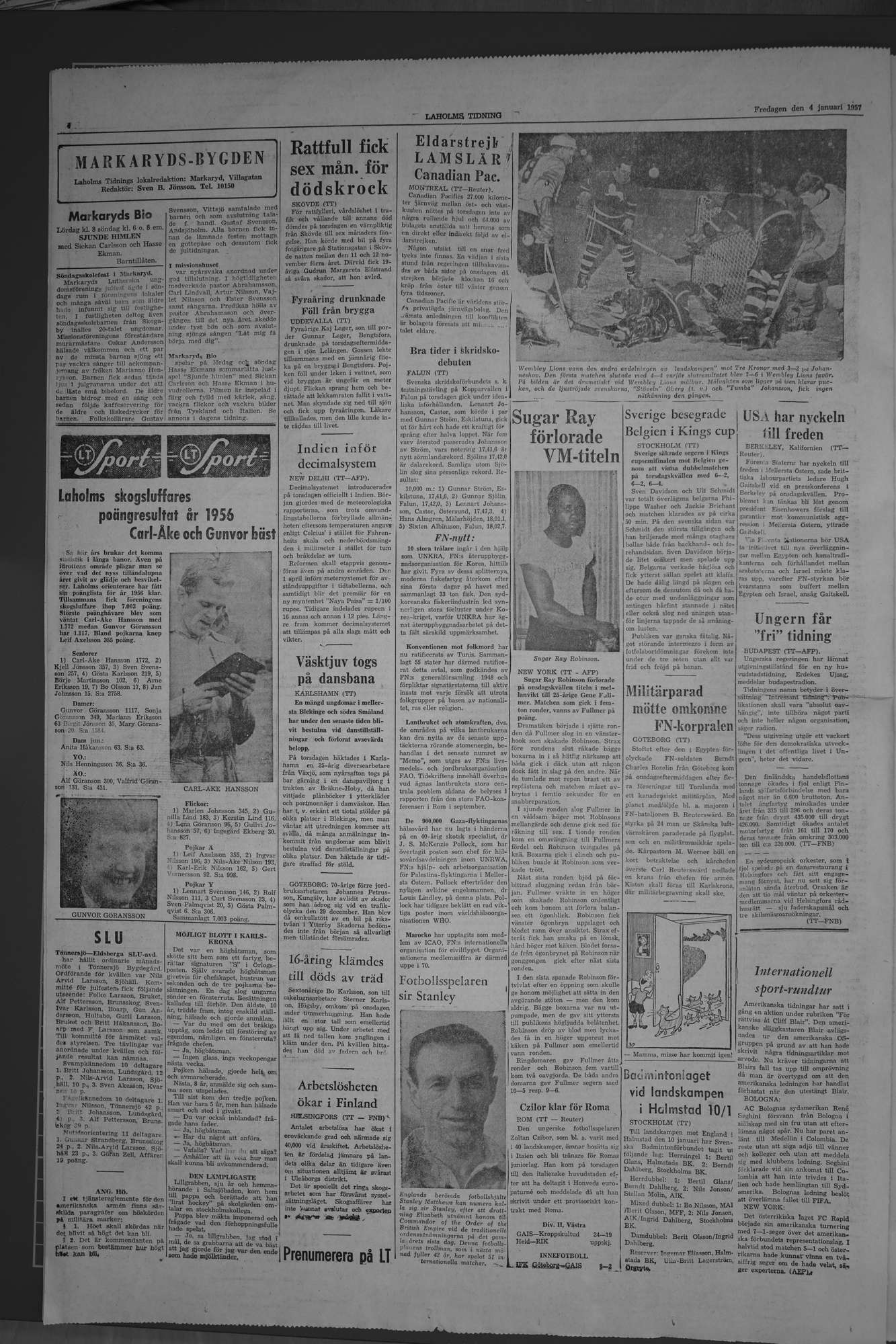 Laholms Tidning Fredag 4 januari 1957, sida 4