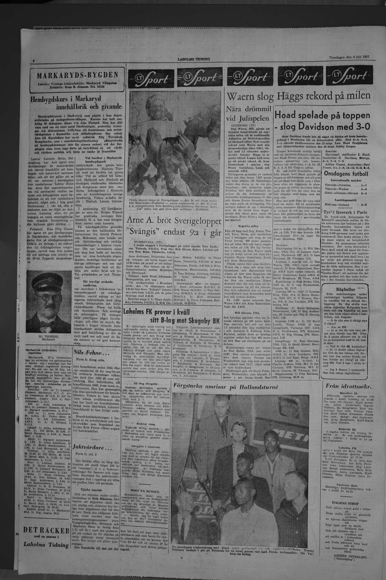 Laholms Tidning Torsdag 4 juli 1957, sida 4