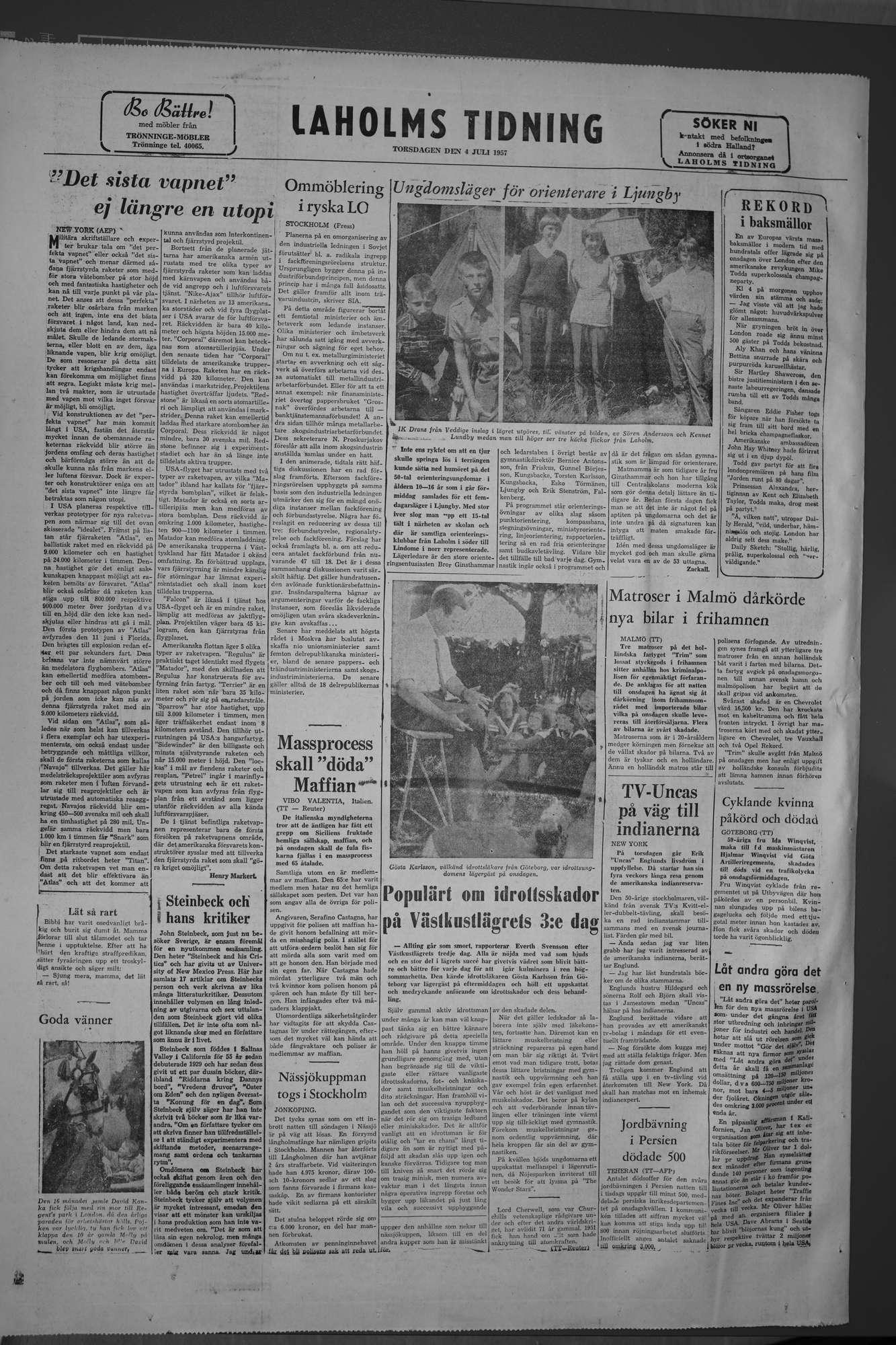 Laholms Tidning Torsdag 4 juli 1957, sida 8