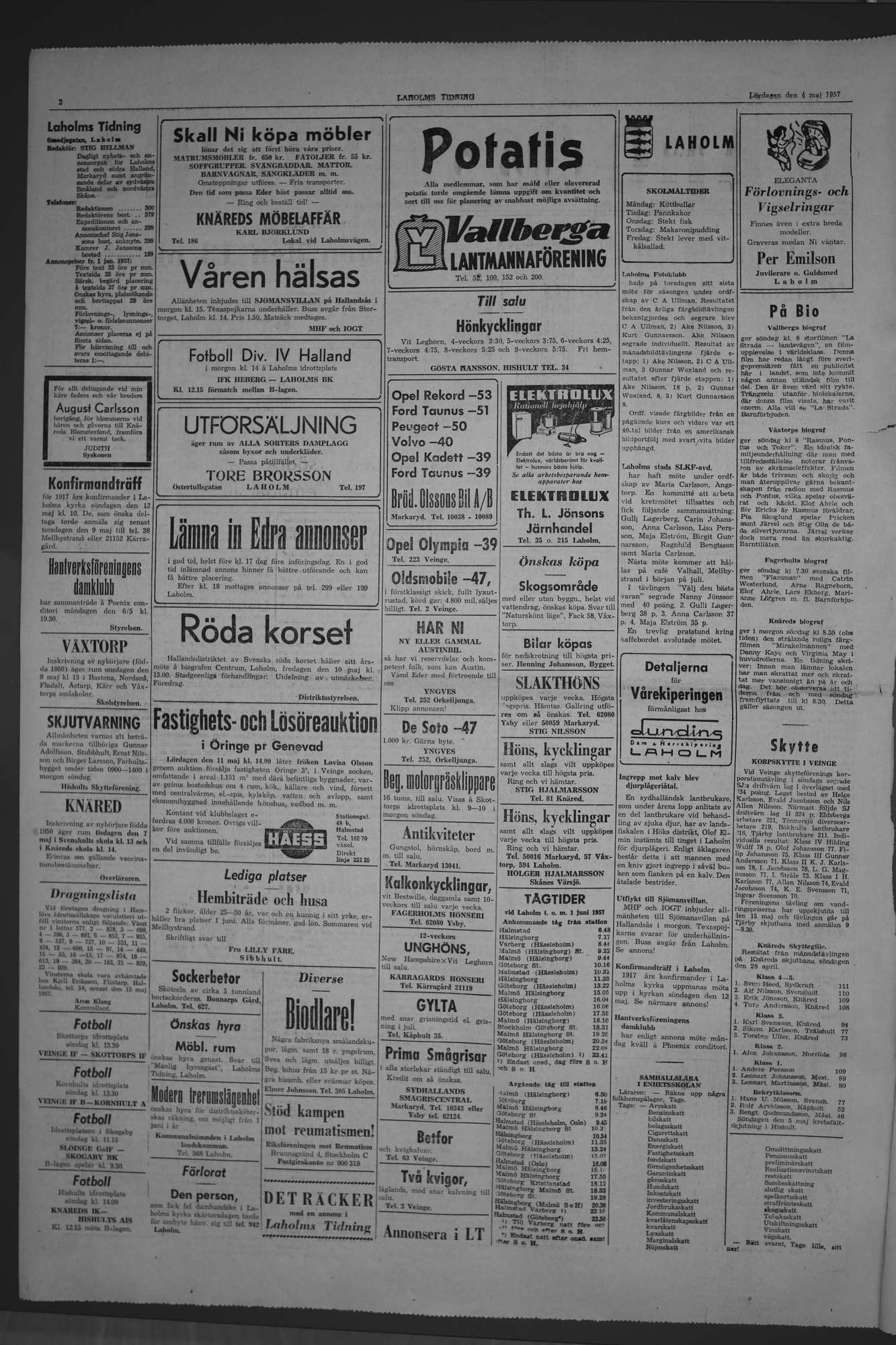 Laholms Tidning Lördag 4 maj 1957, sida 2