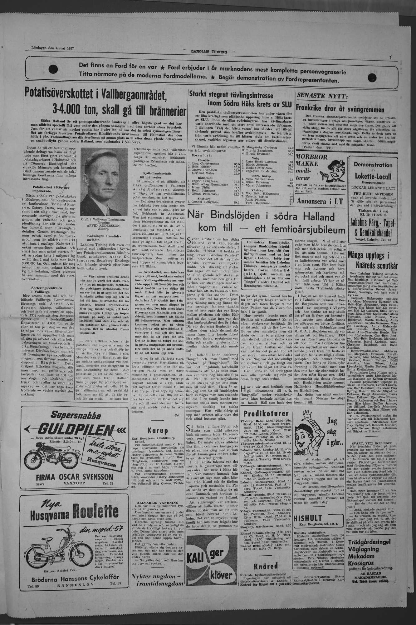 Laholms Tidning Lördag 4 maj 1957, sida 3