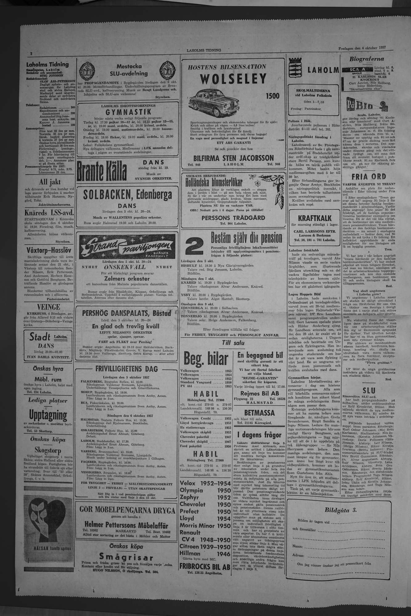 Laholms Tidning Fredag 4 oktober 1957, sida 2