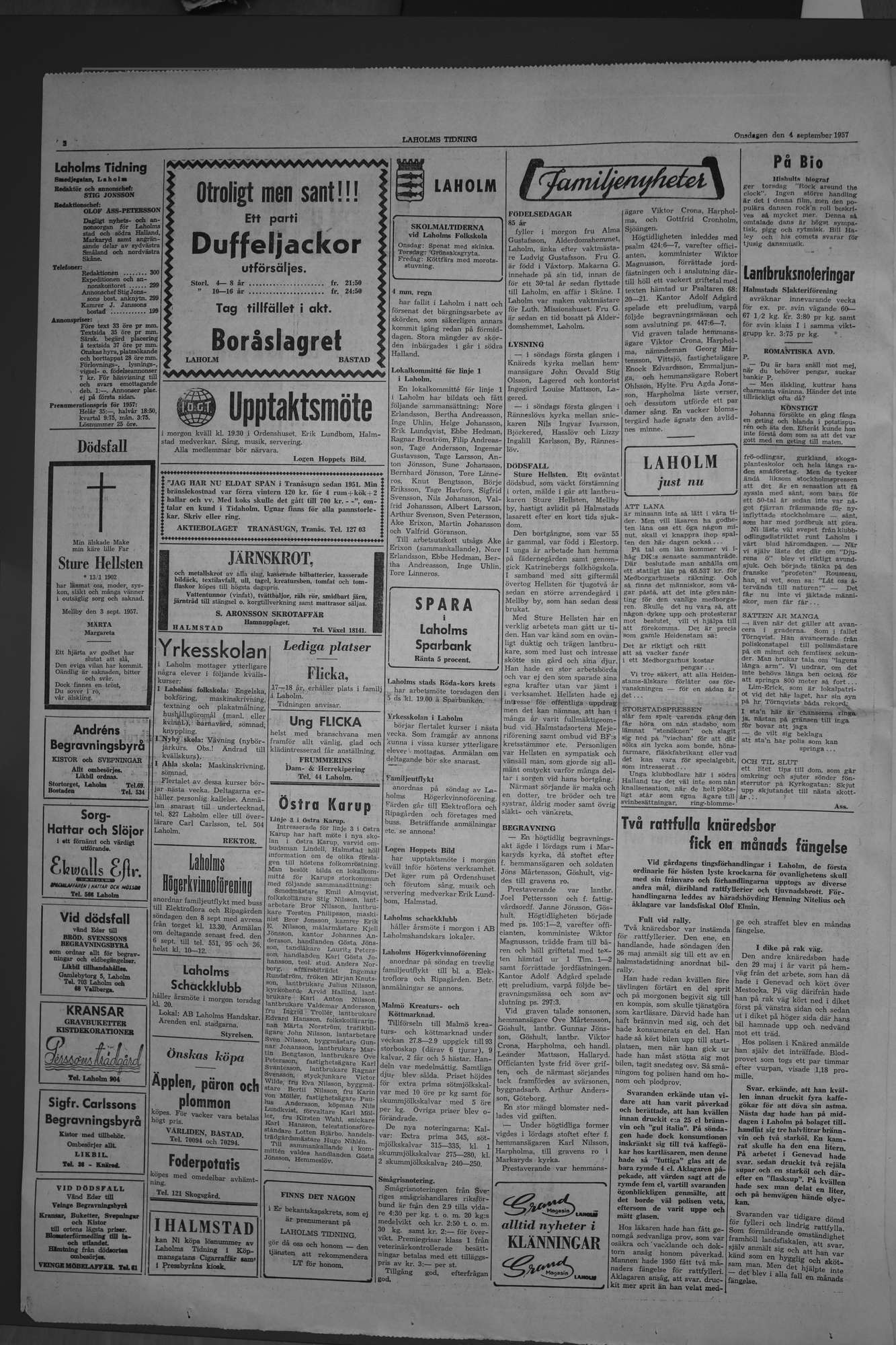 Laholms Tidning Onsdag 4 september 1957, sida 2
