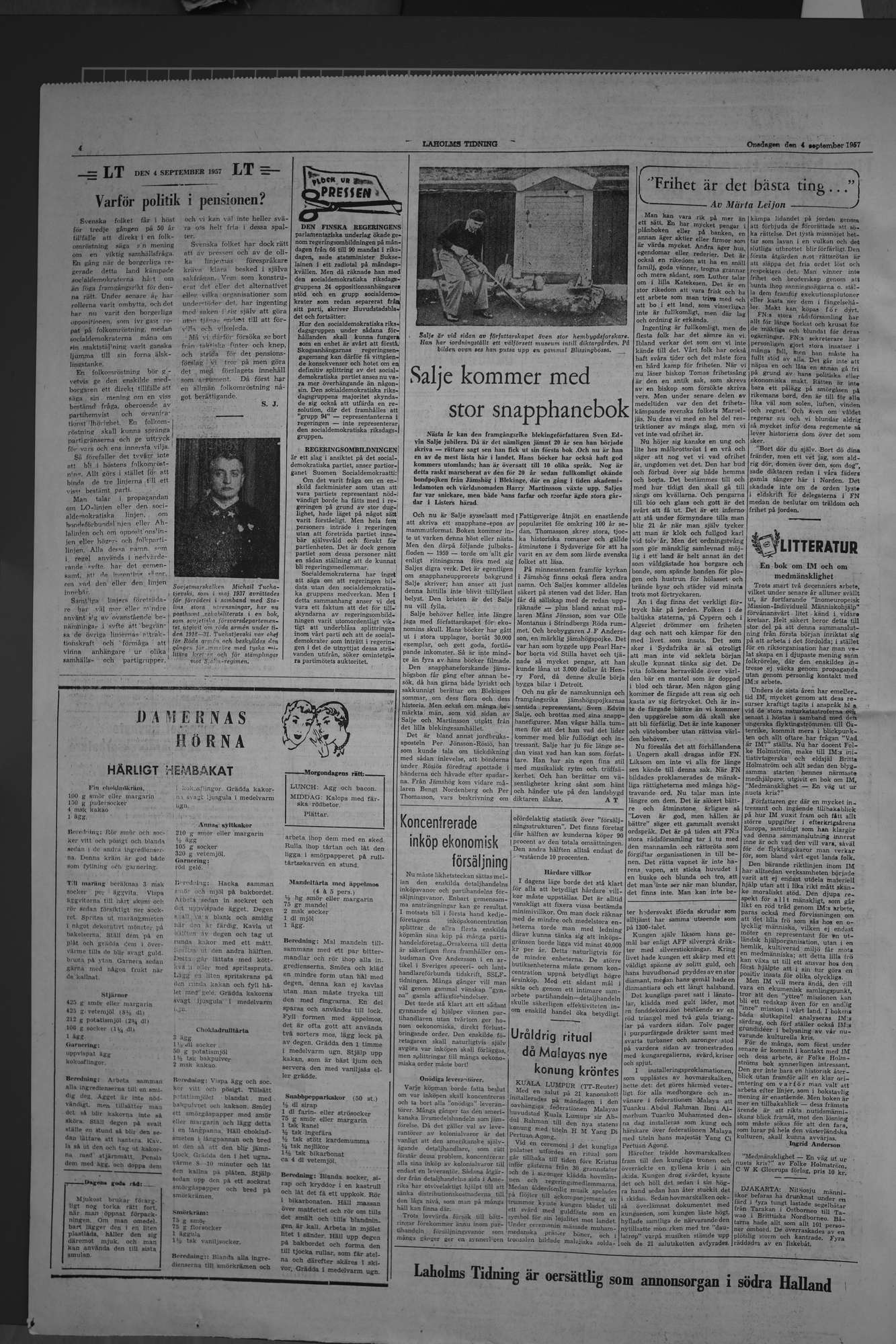 Laholms Tidning Onsdag 4 september 1957, sida 4