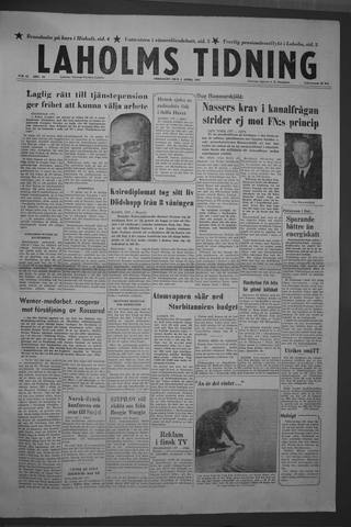 Förstasidan, Fredag 5 april 1957