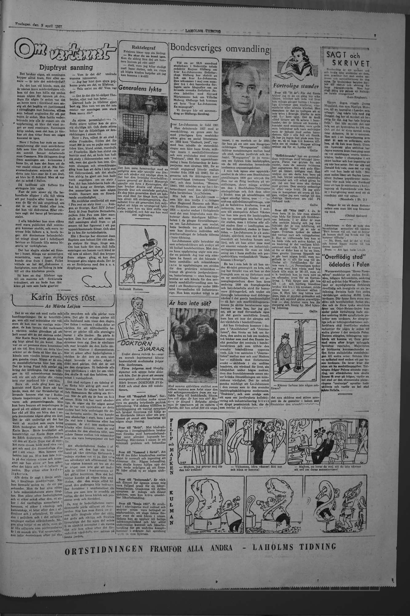 Laholms Tidning Fredag 5 april 1957, sida 7