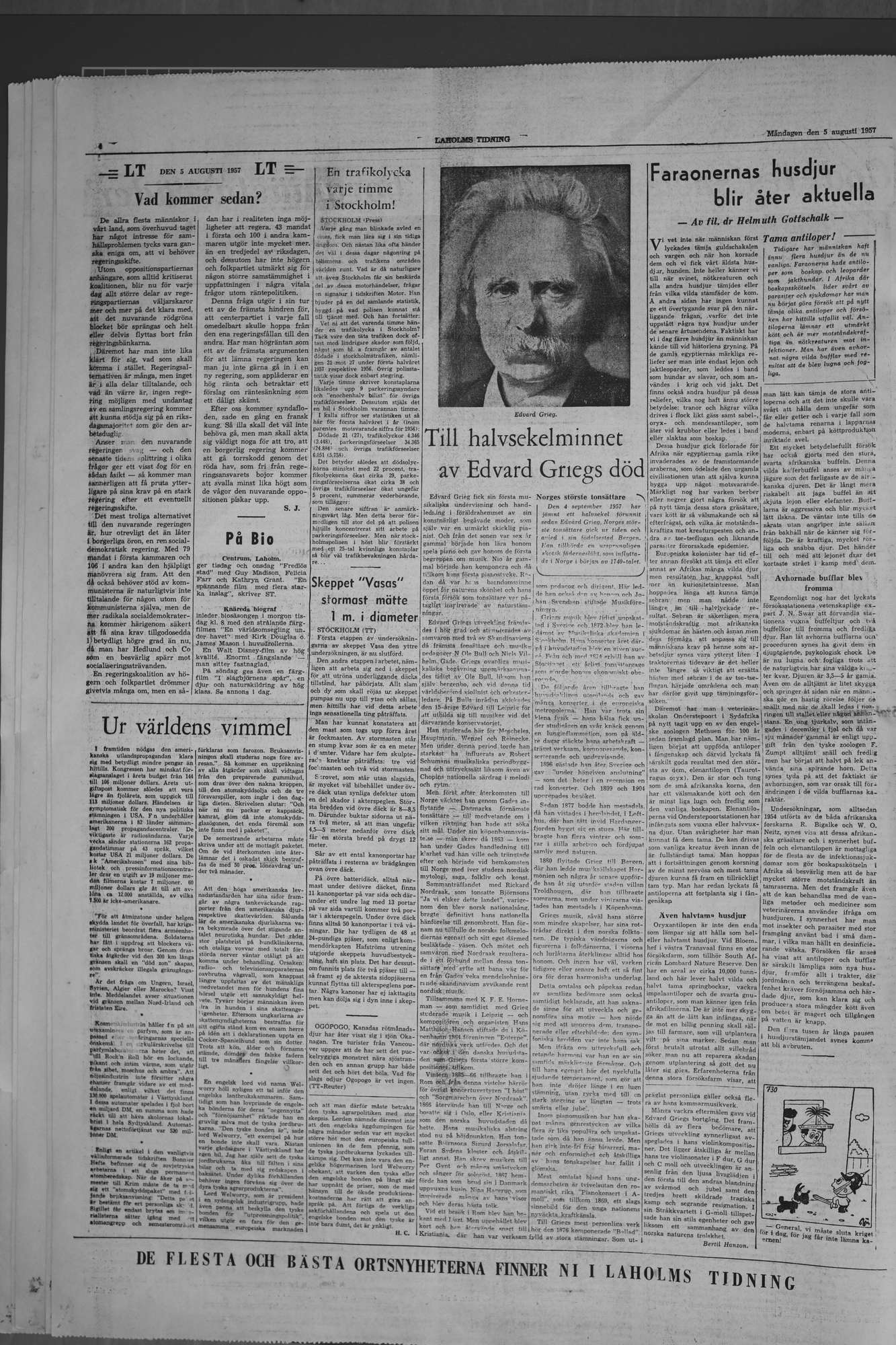 Laholms Tidning Måndag 5 augusti 1957, sida 4