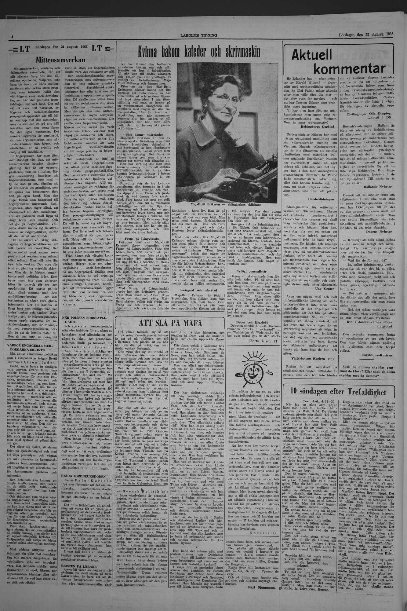 Laholms Tidning Lördag 21 augusti 1965, sida 4