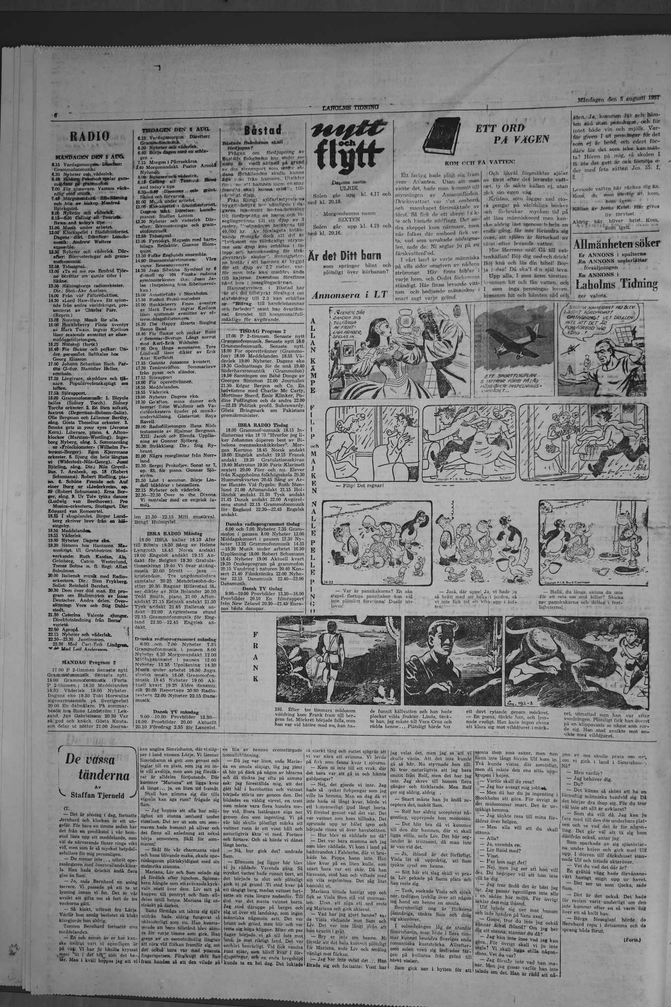 Laholms Tidning Måndag 5 augusti 1957, sida 6