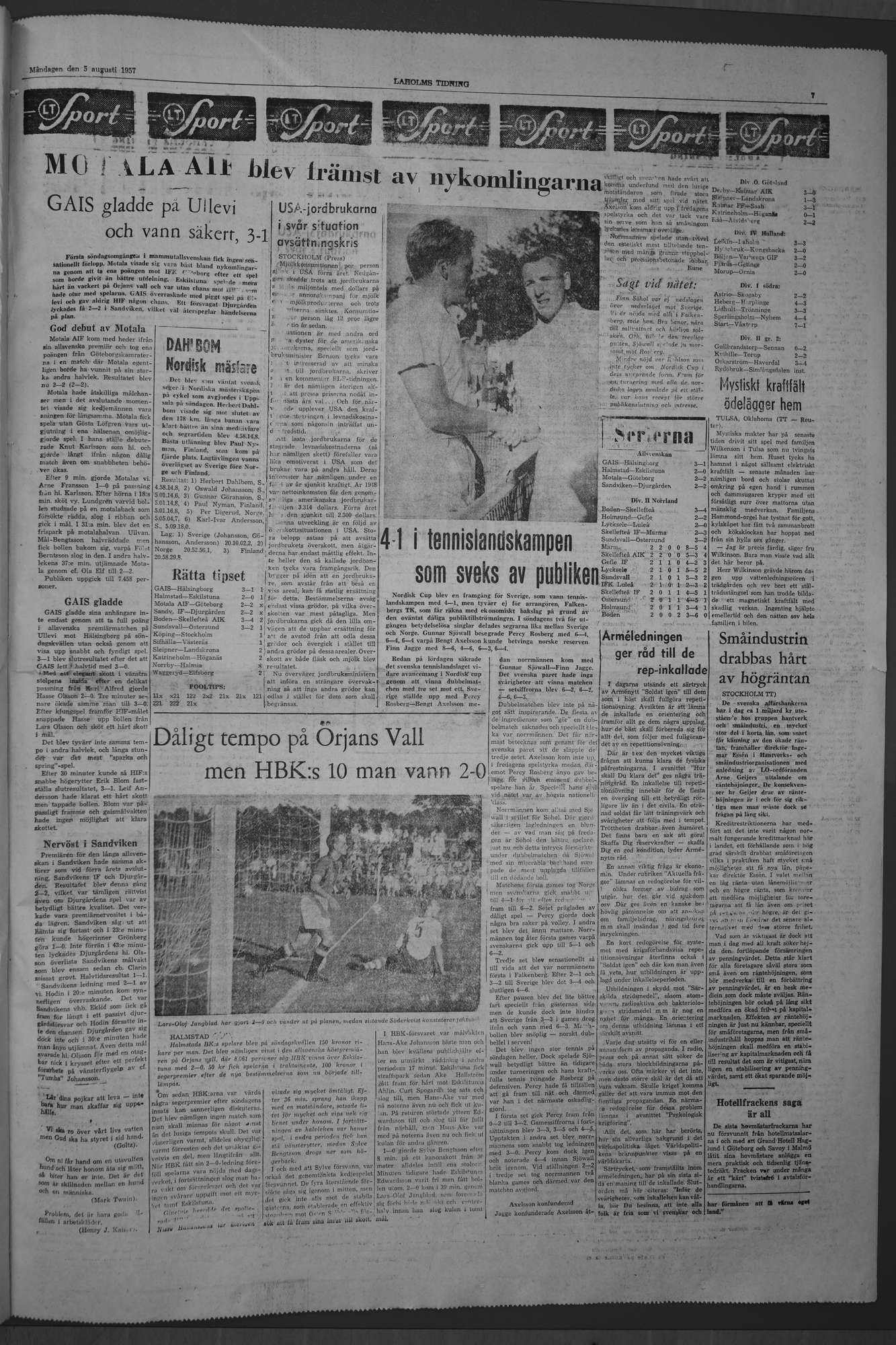 Laholms Tidning Måndag 5 augusti 1957, sida 7