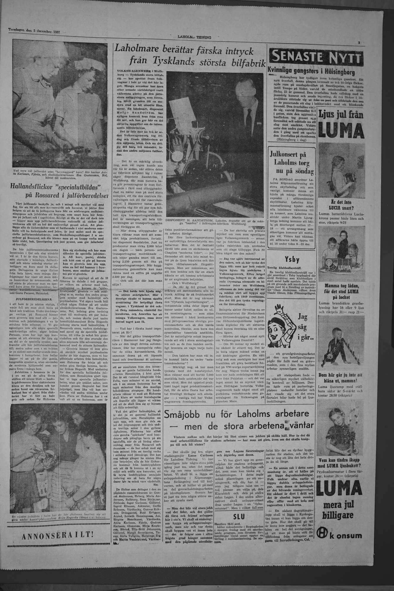 Laholms Tidning Torsdag 5 december 1957, sida 3