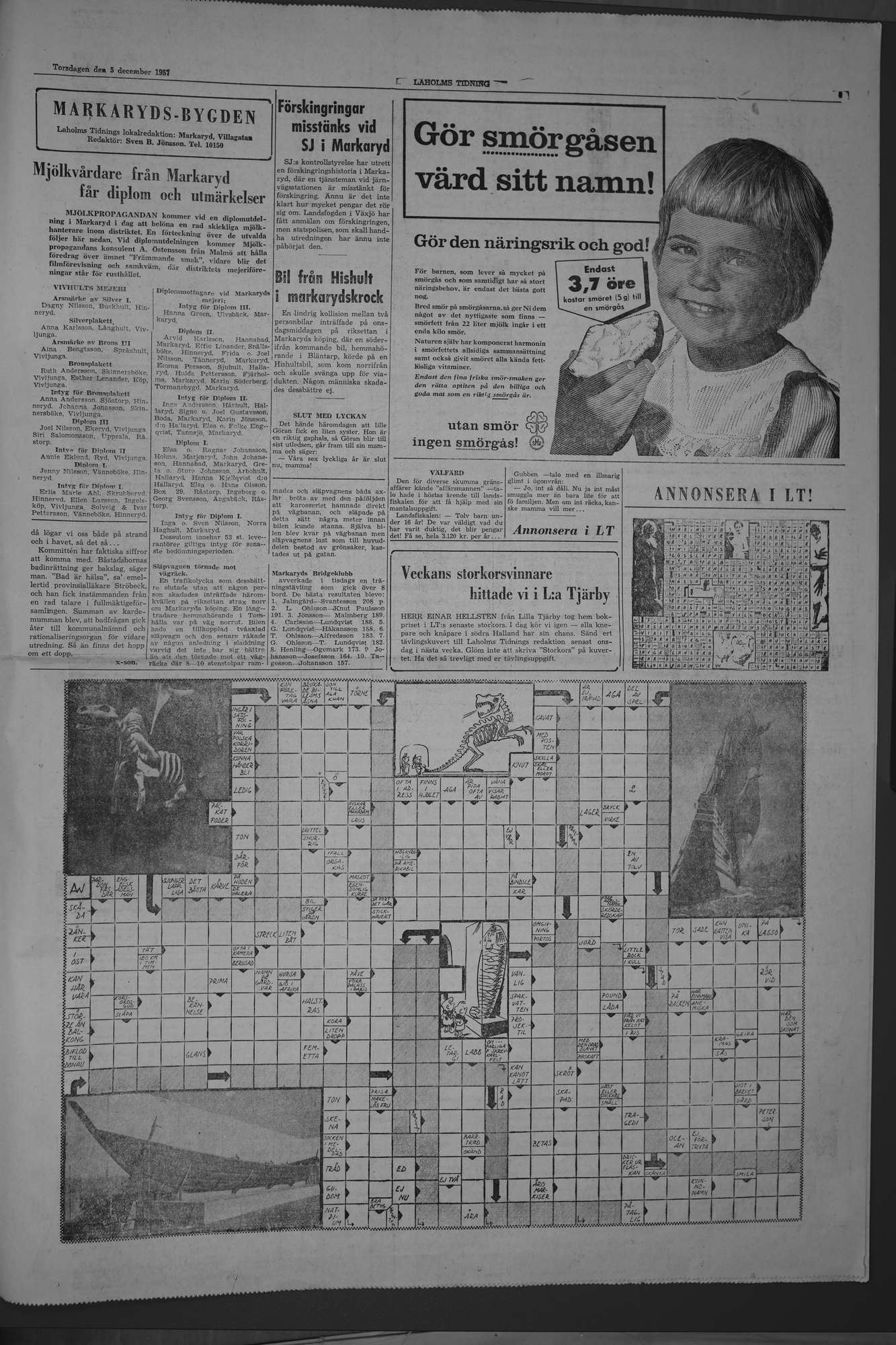 Laholms Tidning Torsdag 5 december 1957, sida 5