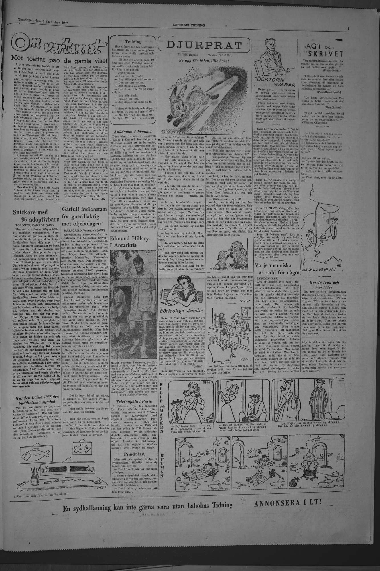 Laholms Tidning Torsdag 5 december 1957, sida 7