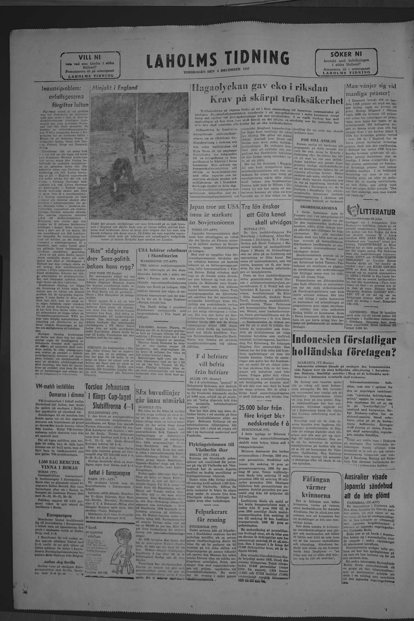 Laholms Tidning Torsdag 5 december 1957, sida 8