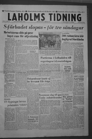 Förstasidan, Tisdag 5 februari 1957