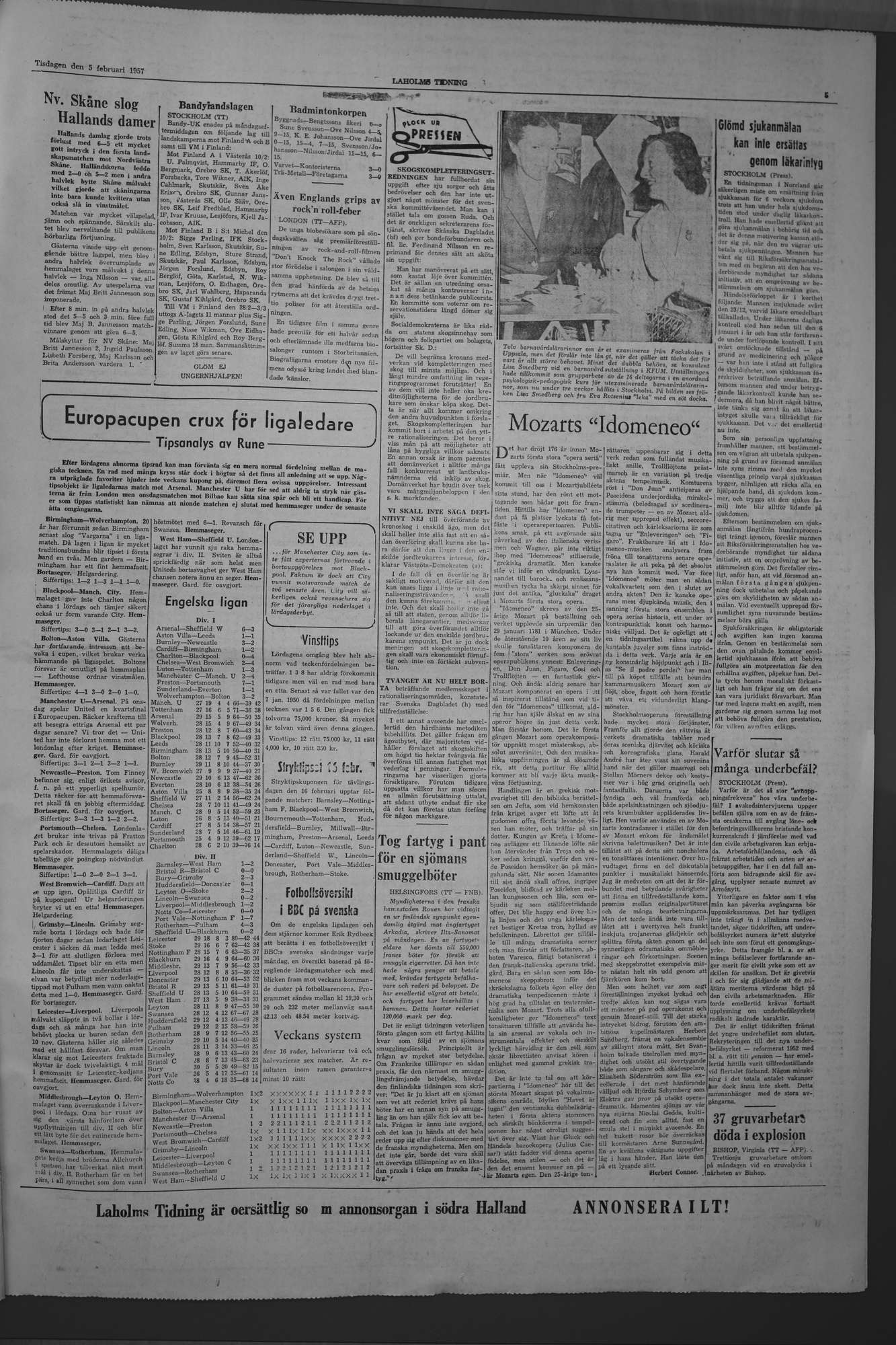 Laholms Tidning Tisdag 5 februari 1957, sida 5