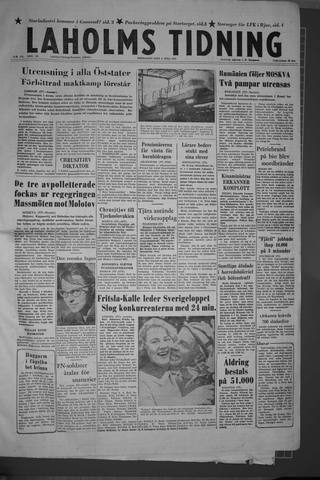Förstasidan, Fredag 5 juli 1957