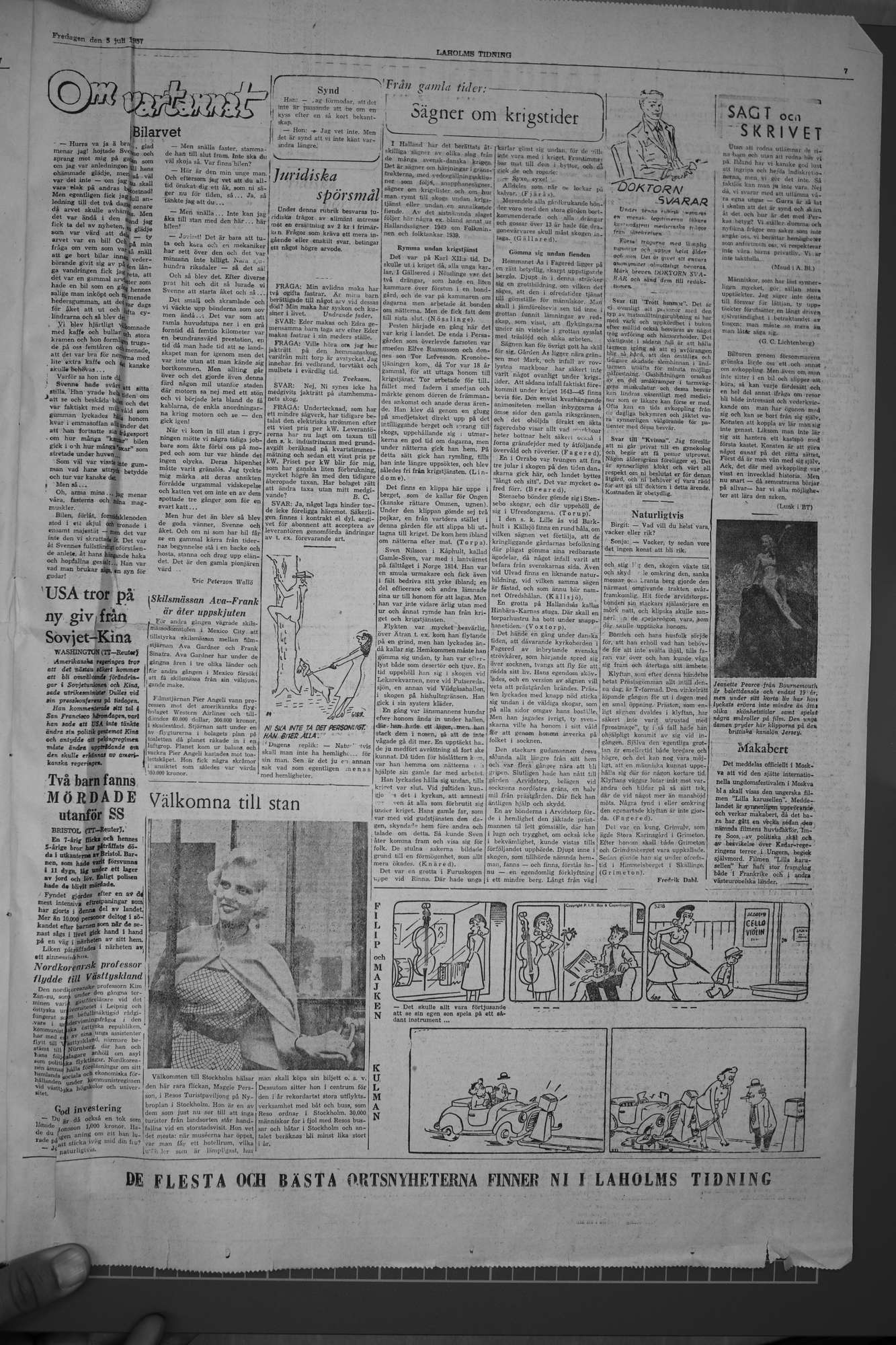 Laholms Tidning Fredag 5 juli 1957, sida 7