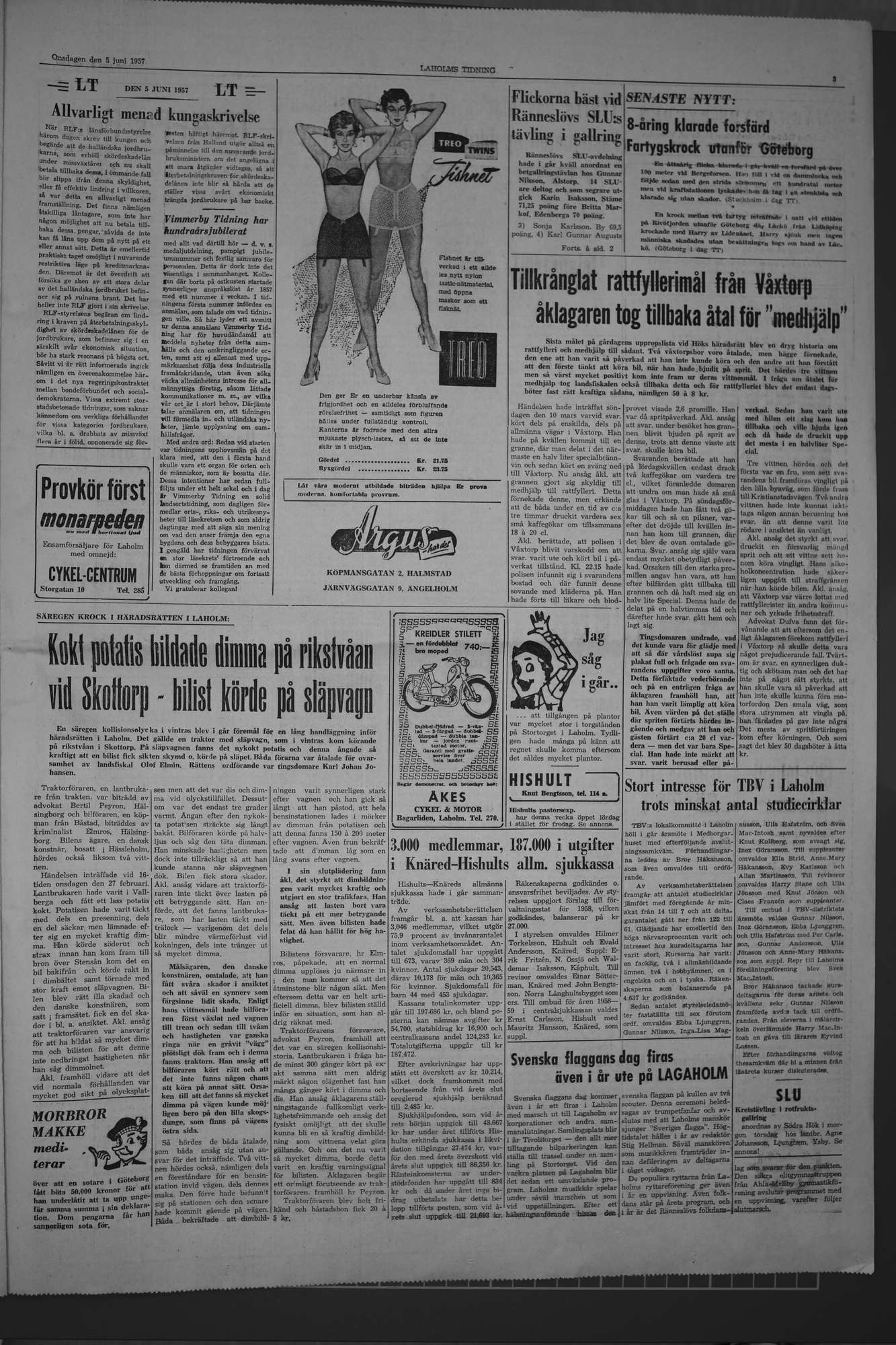 Laholms Tidning Onsdag 5 juni 1957, sida 3