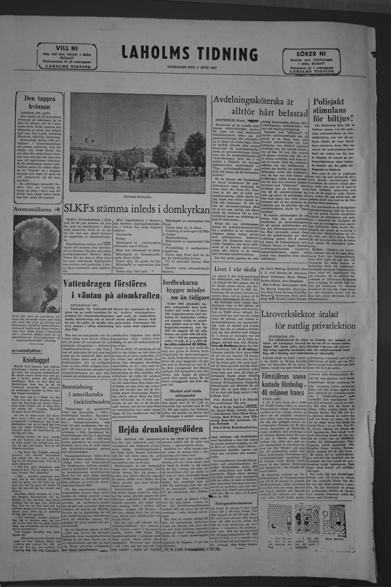 Laholms Tidning Onsdag 5 juni 1957, sida 8