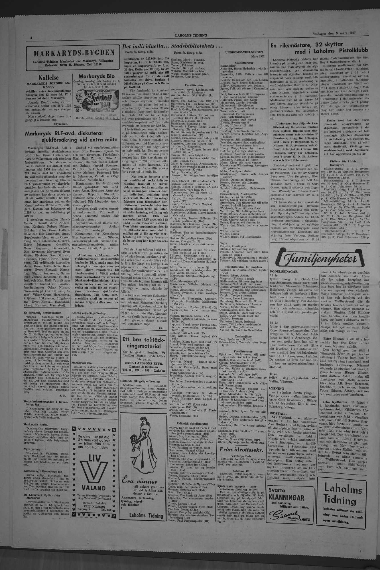 Laholms Tidning Tisdag 5 mars 1957, sida 4