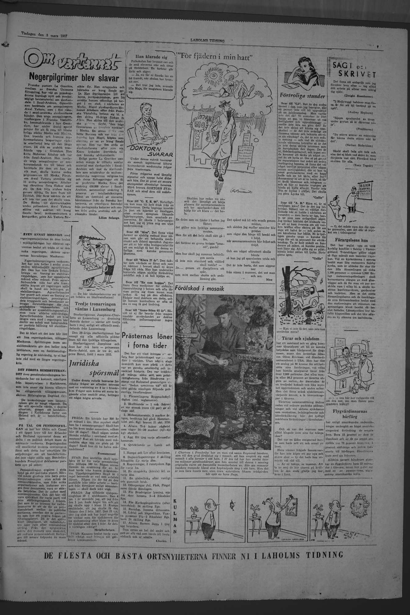 Laholms Tidning Tisdag 5 mars 1957, sida 7