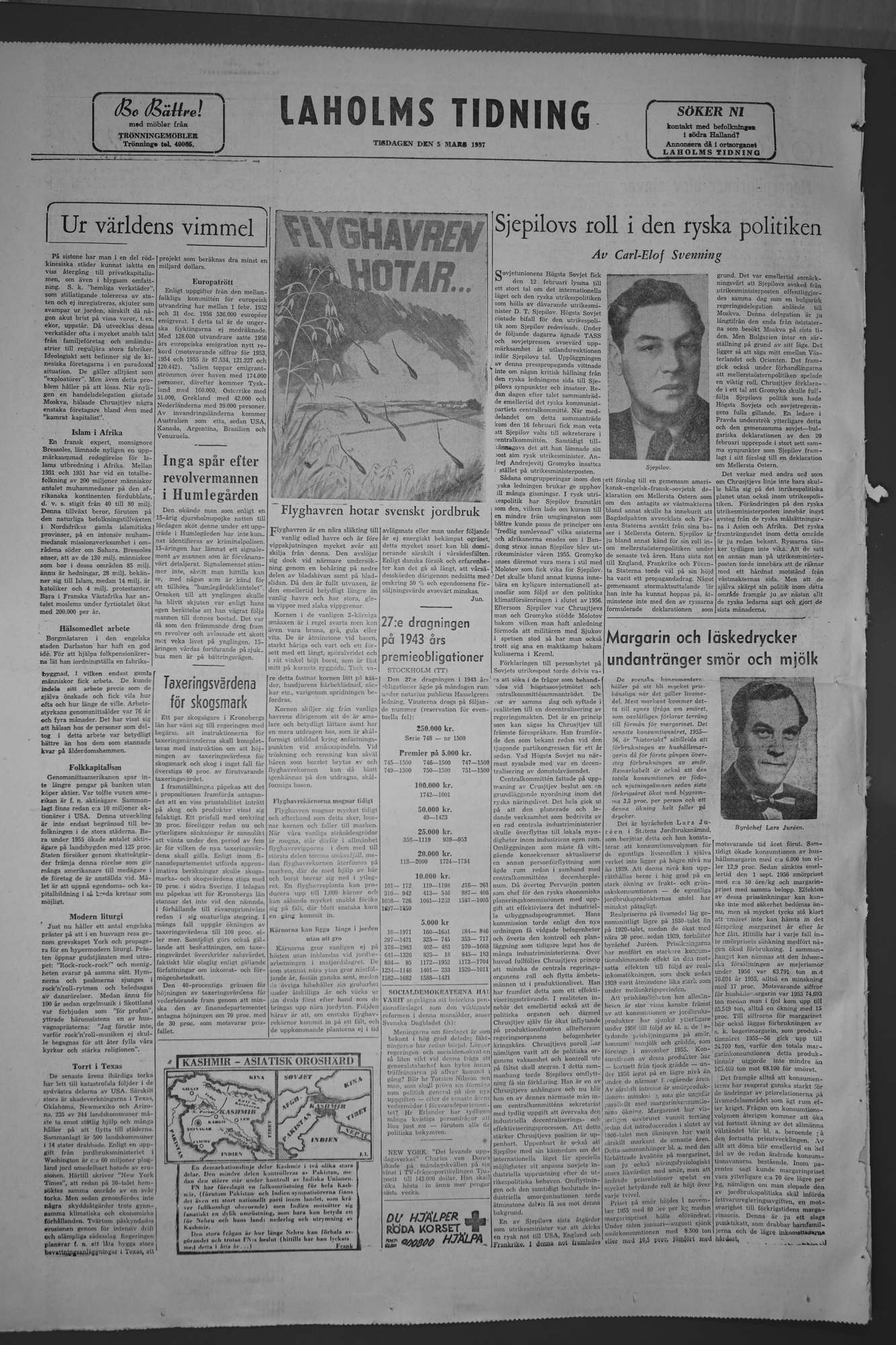 Laholms Tidning Tisdag 5 mars 1957, sida 8