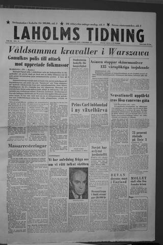 Förstasidan, Lördag 5 oktober 1957