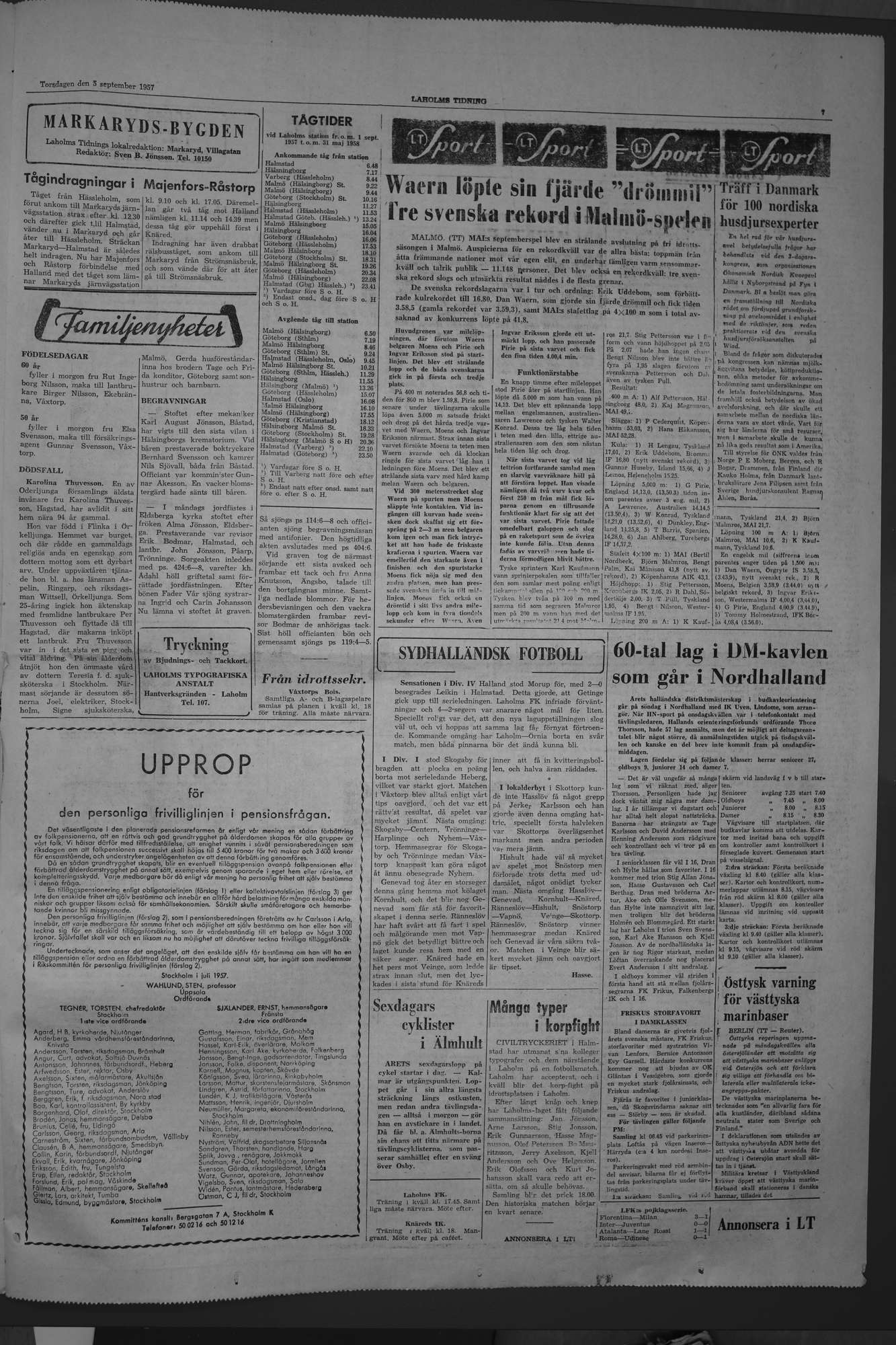 Laholms Tidning Torsdag 5 september 1957, sida 7
