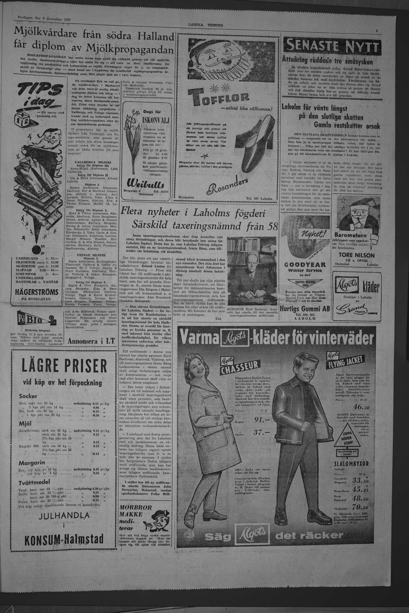 Laholms Tidning Fredag 6 december 1957, sida 3