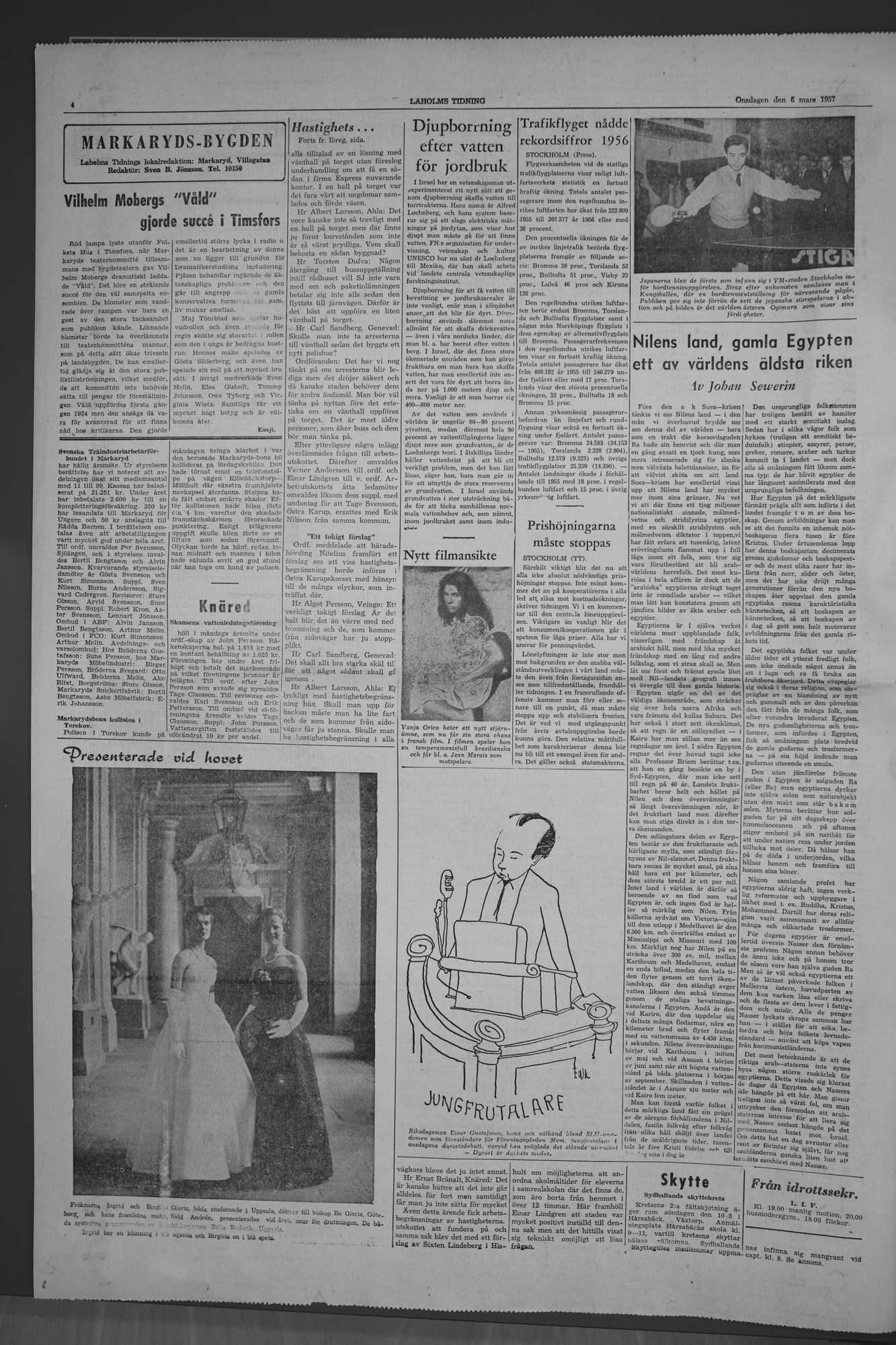 Laholms Tidning Onsdag 6 mars 1957, sida 4