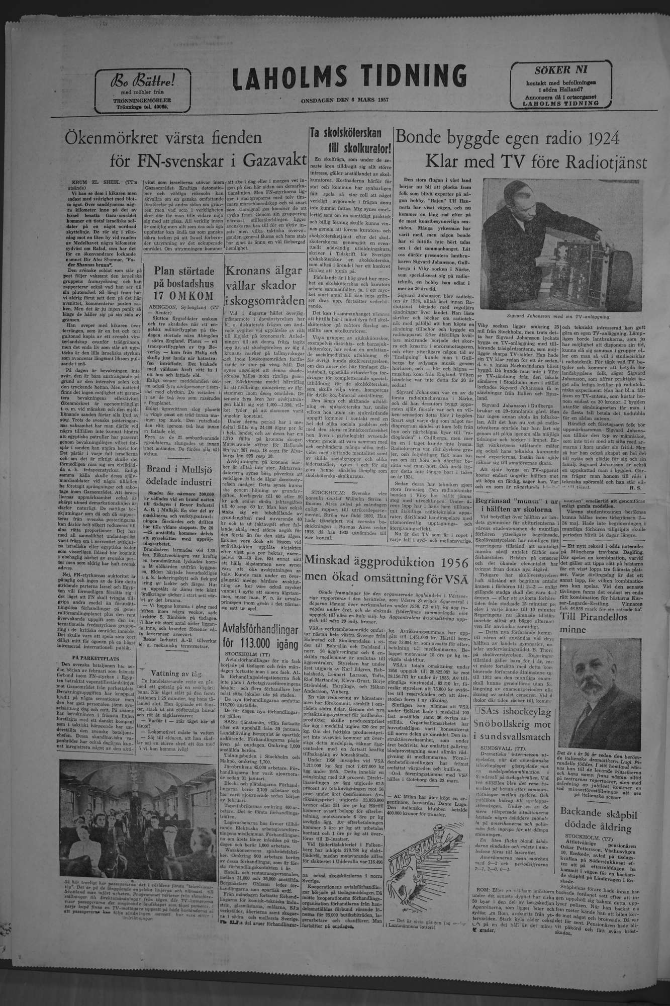Laholms Tidning Onsdag 6 mars 1957, sida 8