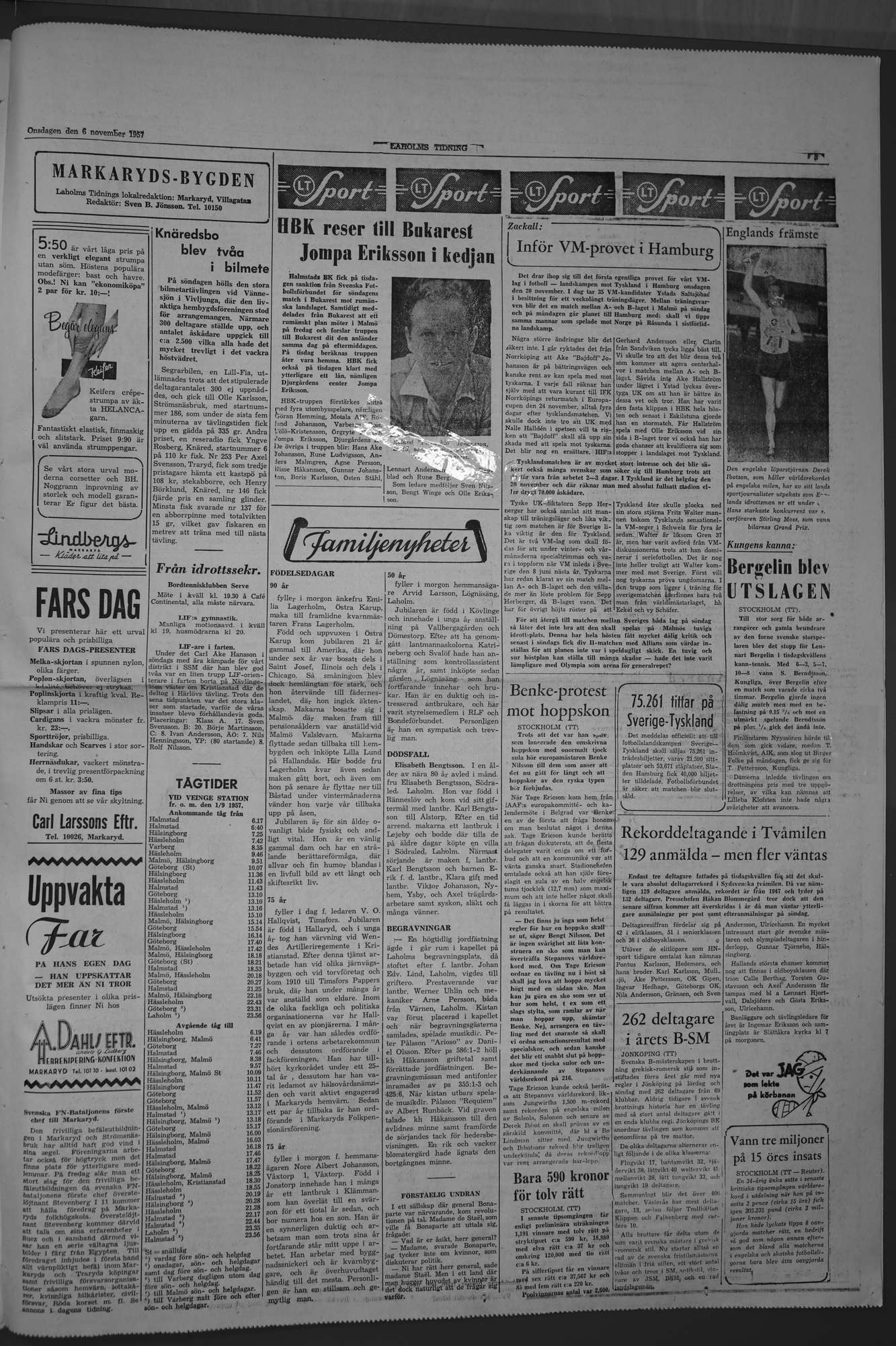 Laholms Tidning Onsdag 6 november 1957, sida 5