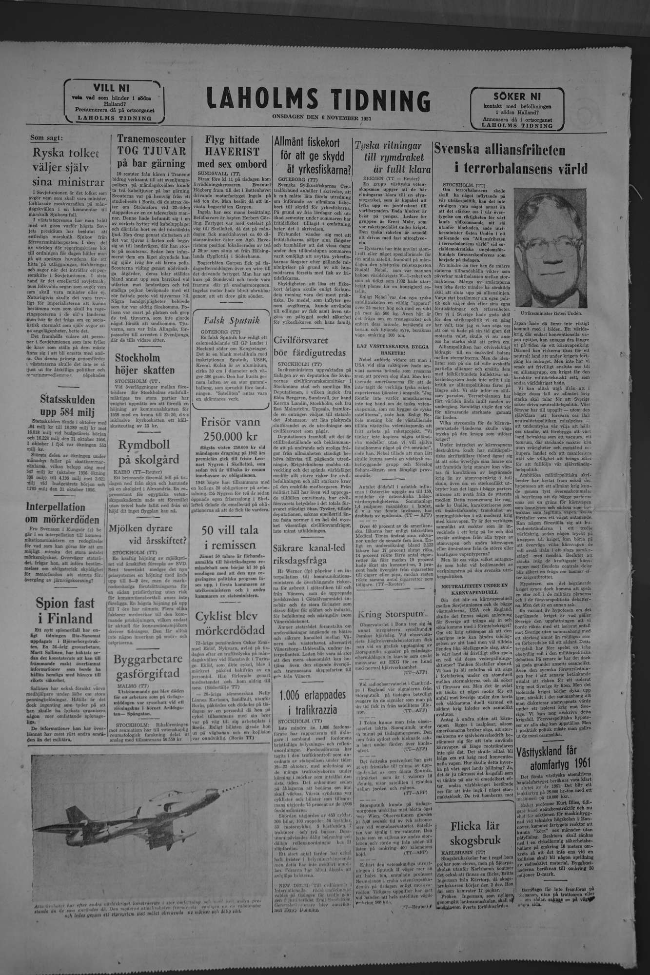 Laholms Tidning Onsdag 6 november 1957, sida 8