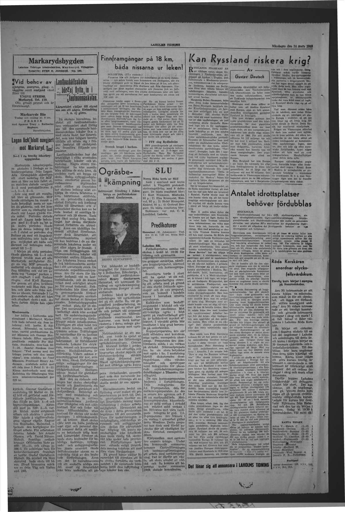 Laholms Tidning Måndag 14 mars 1949, sida 4