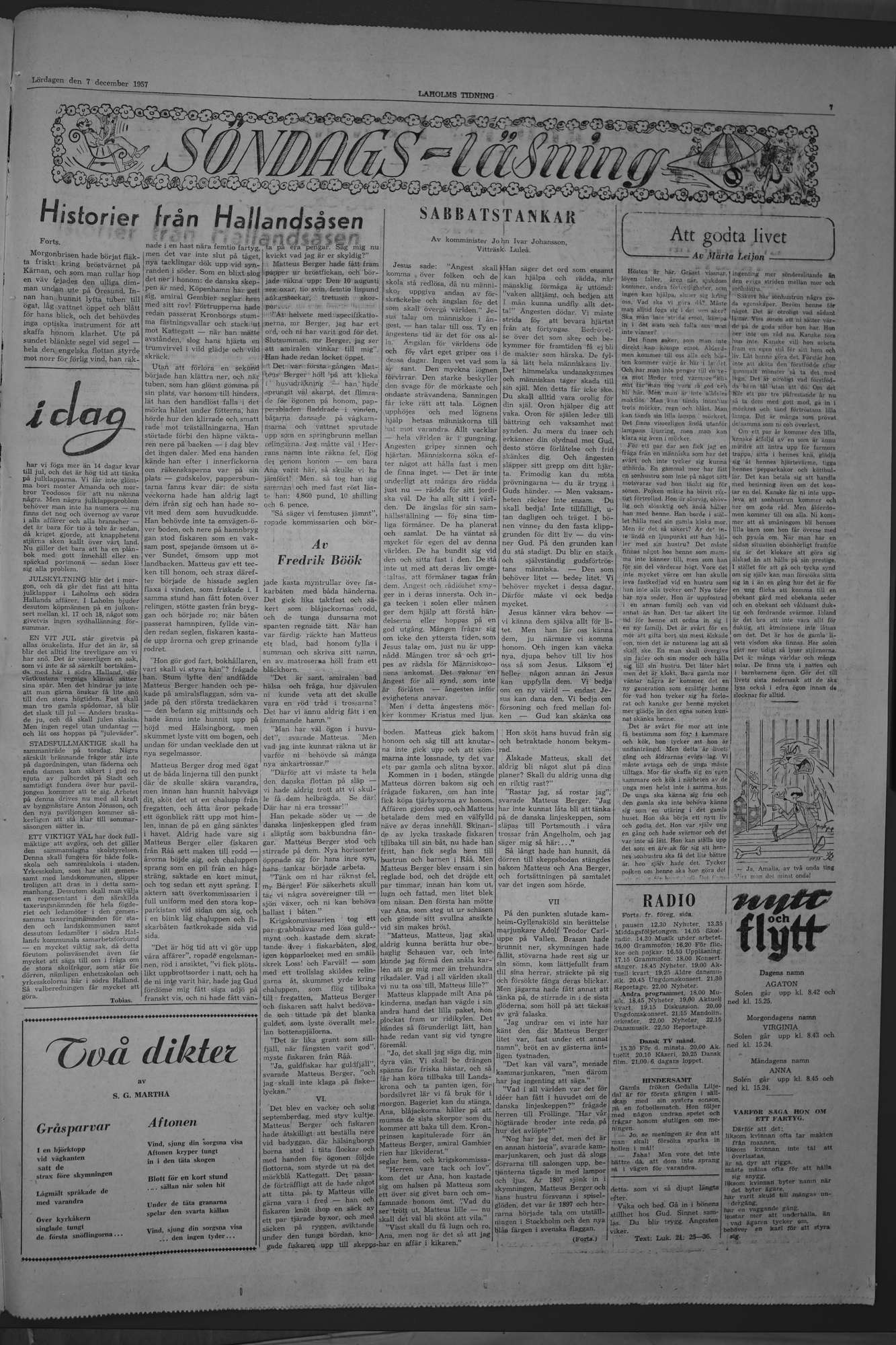 Laholms Tidning Lördag 7 december 1957, sida 7