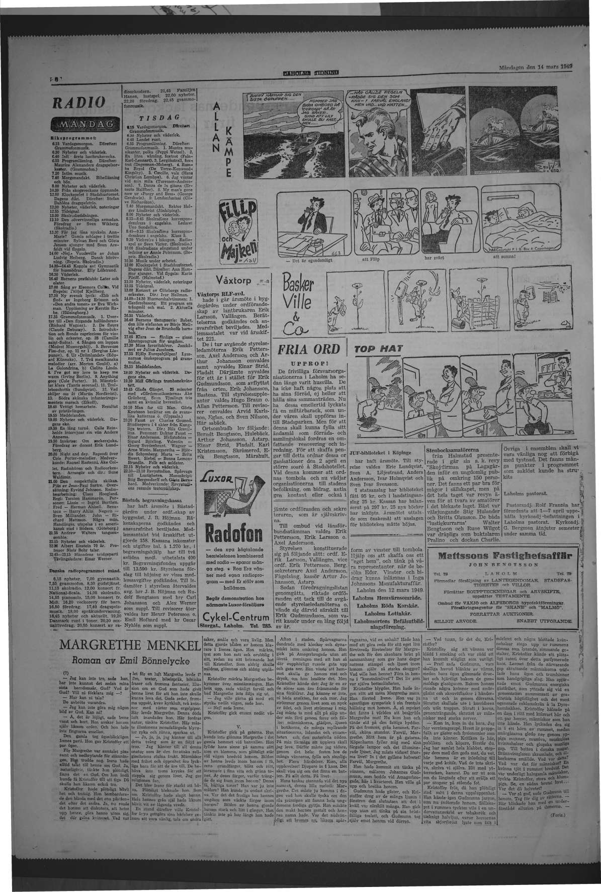 Laholms Tidning Måndag 14 mars 1949, sida 6