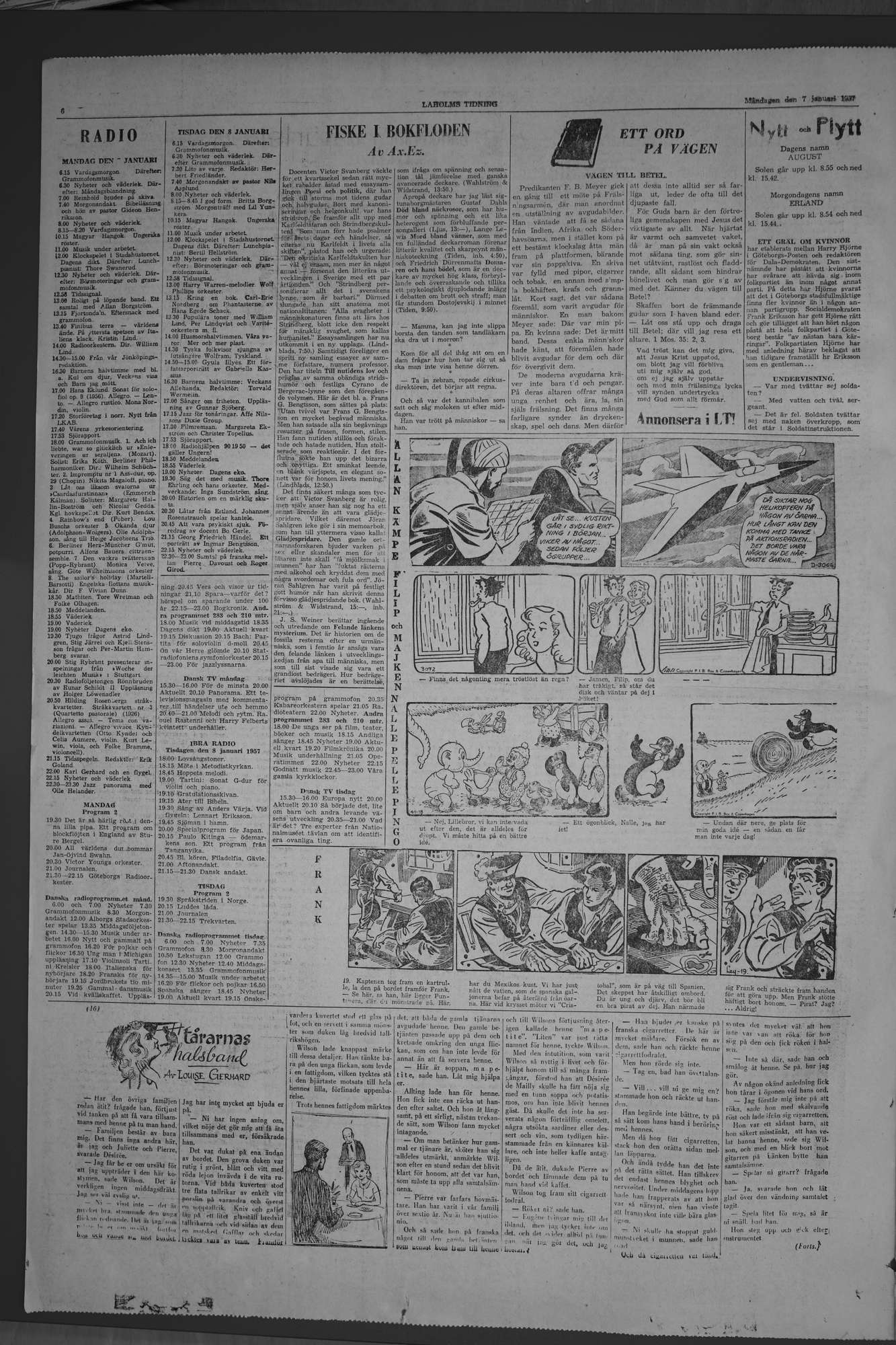 Laholms Tidning Måndag 7 januari 1957, sida 6