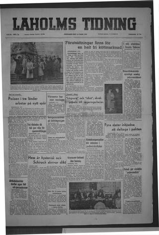Förstasidan, Fredag 18 mars 1949