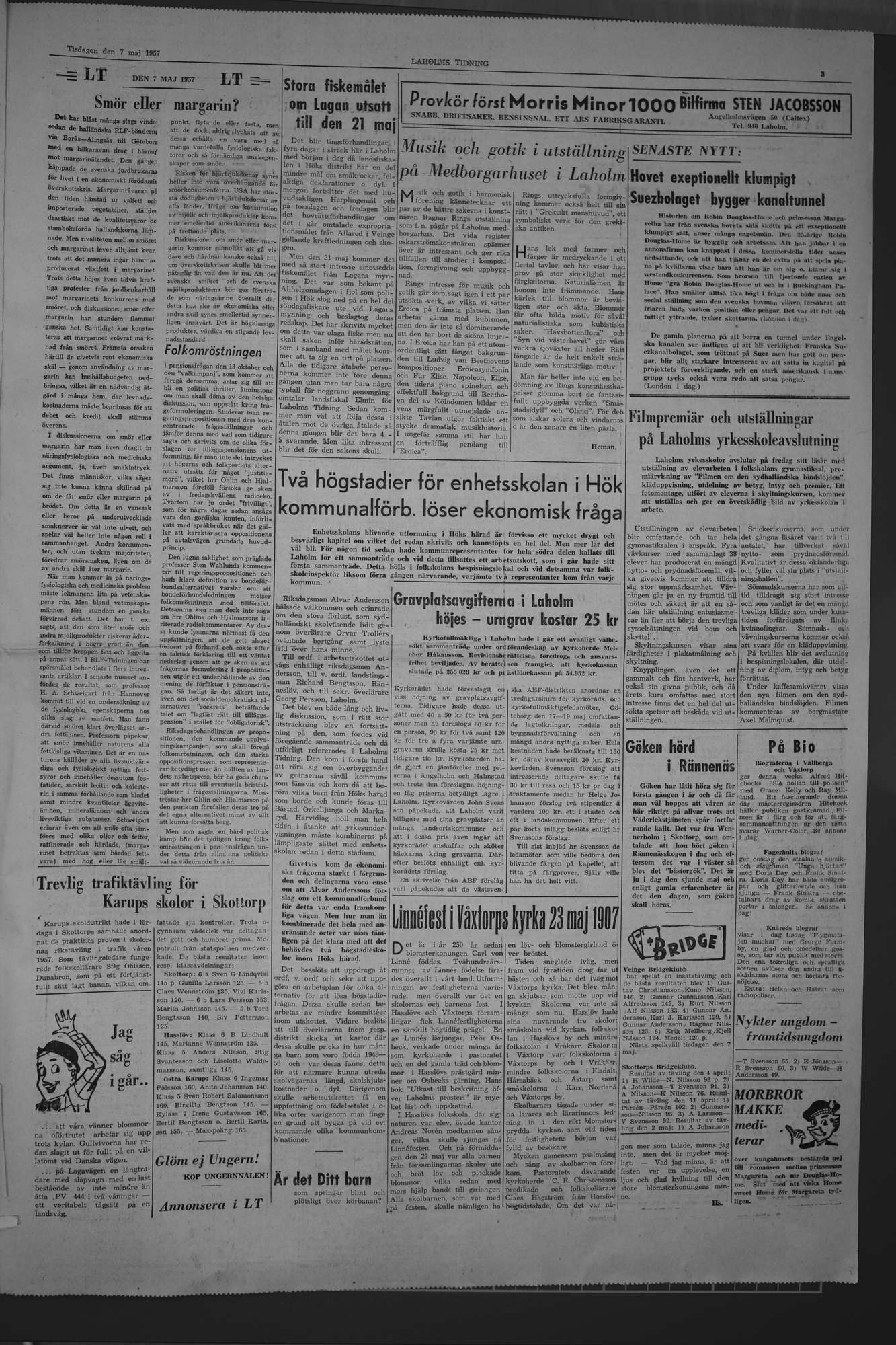 Laholms Tidning Tisdag 7 maj 1957, sida 3